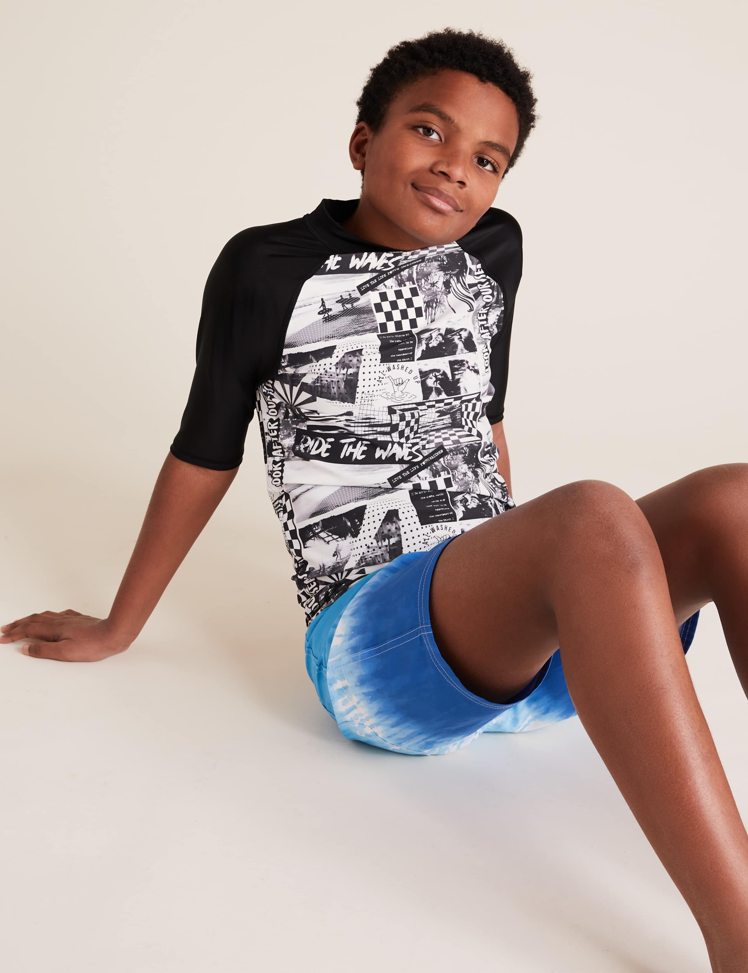 Ride the Waves Photographic Print Rash Vest (6-14 Yrs) 1 of 4