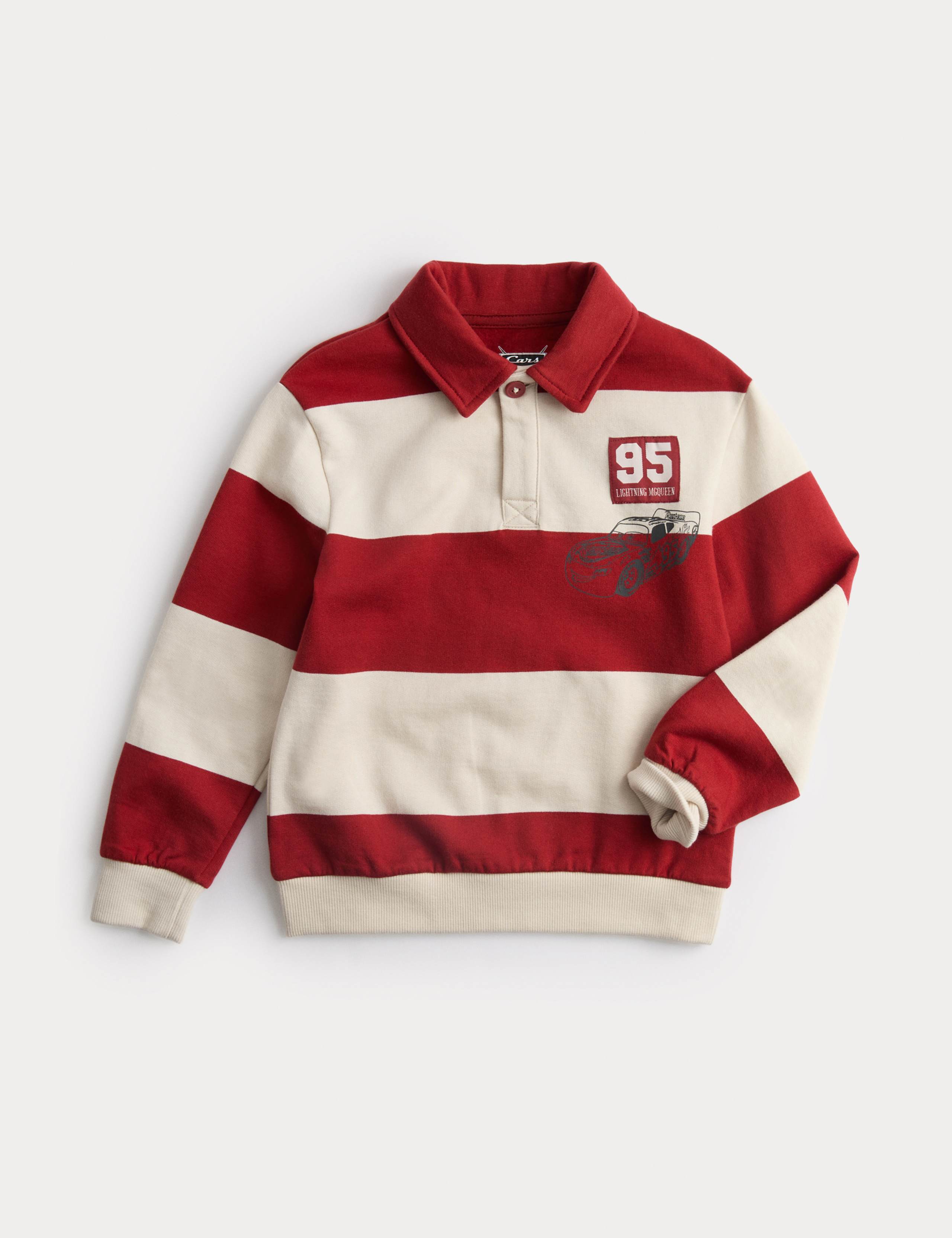 Pure Cotton Disney Cars™ Striped Rugby Top (2-8 Yrs) 1 of 2