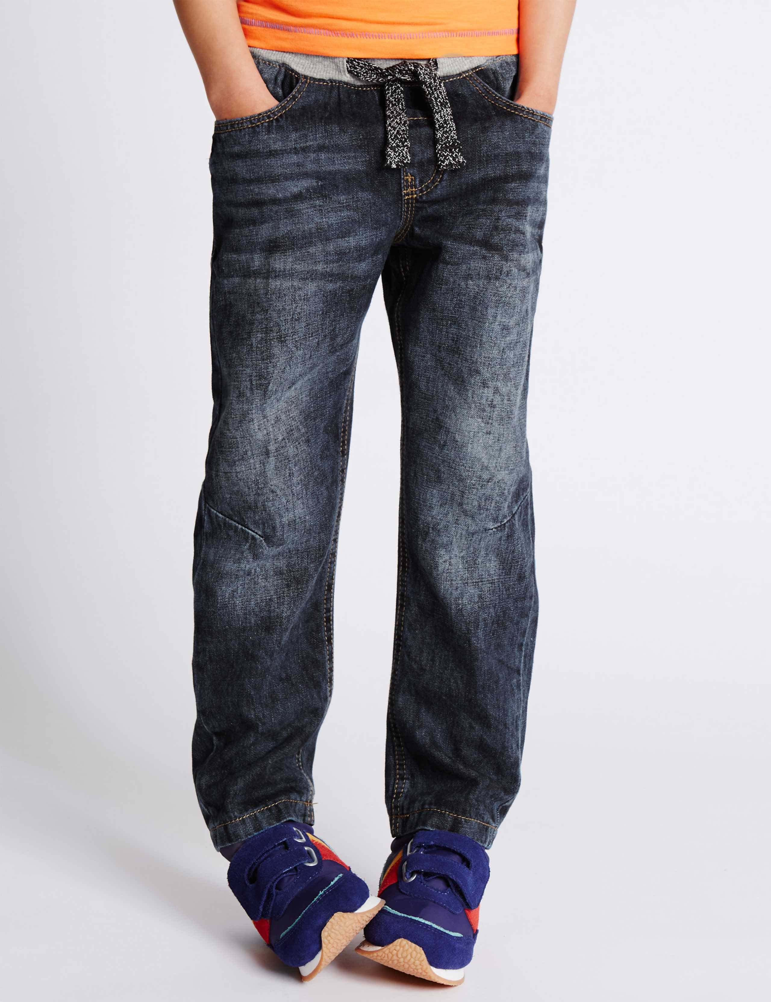 Pure Cotton Pull On Jeans (1-7 Years) 1 of 3