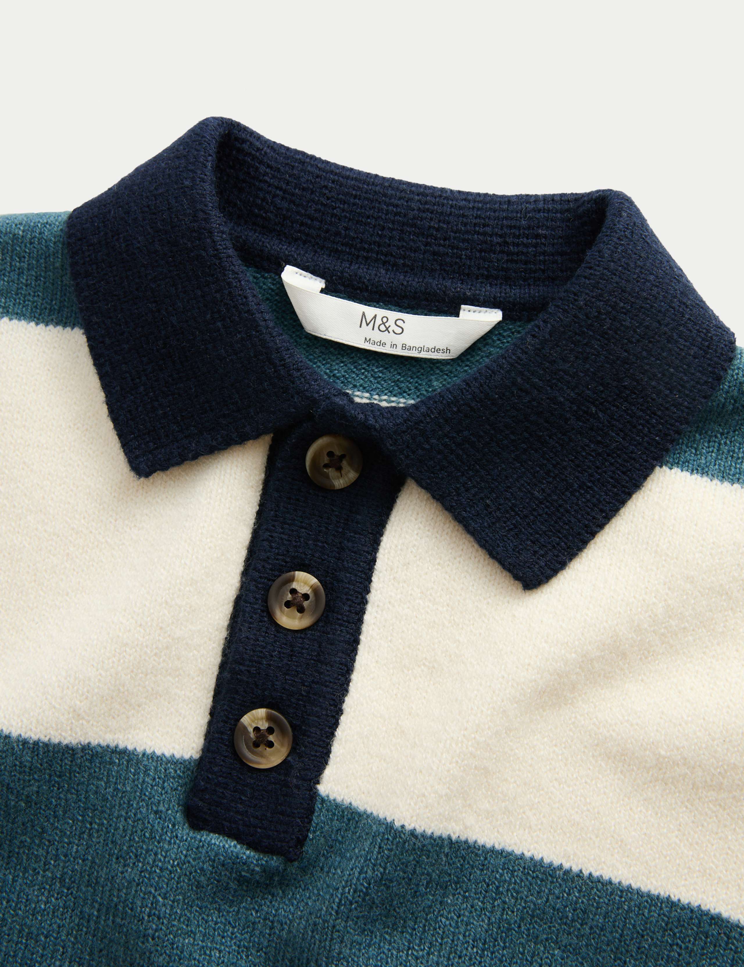 Cotton Blend Knitted Striped Rugby Jumper (2-10 Yrs) 2 of 2