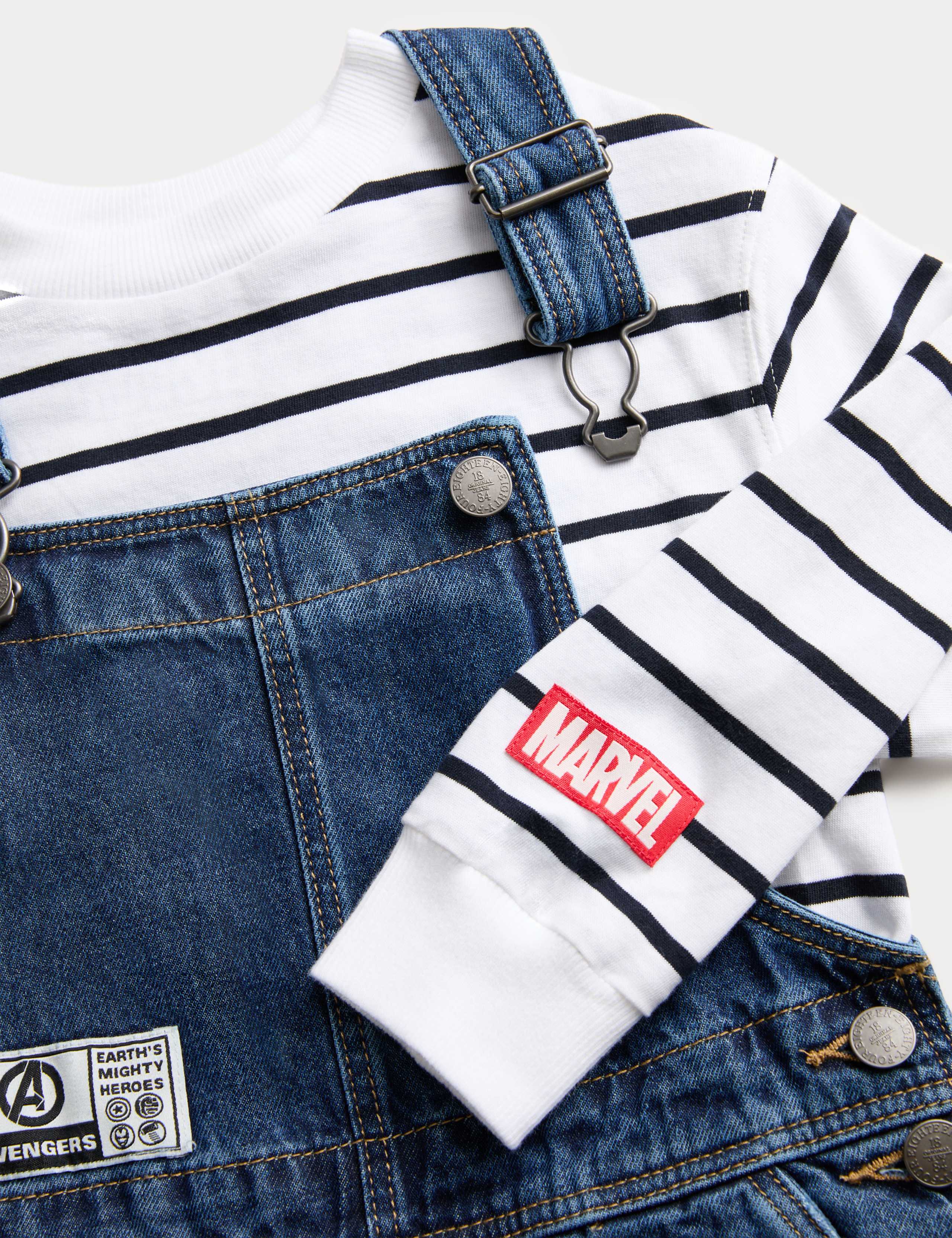 2 Piece Pure Cotton Marvel™ Dungaree Outfit (2-8 Yrs) 2 of 2