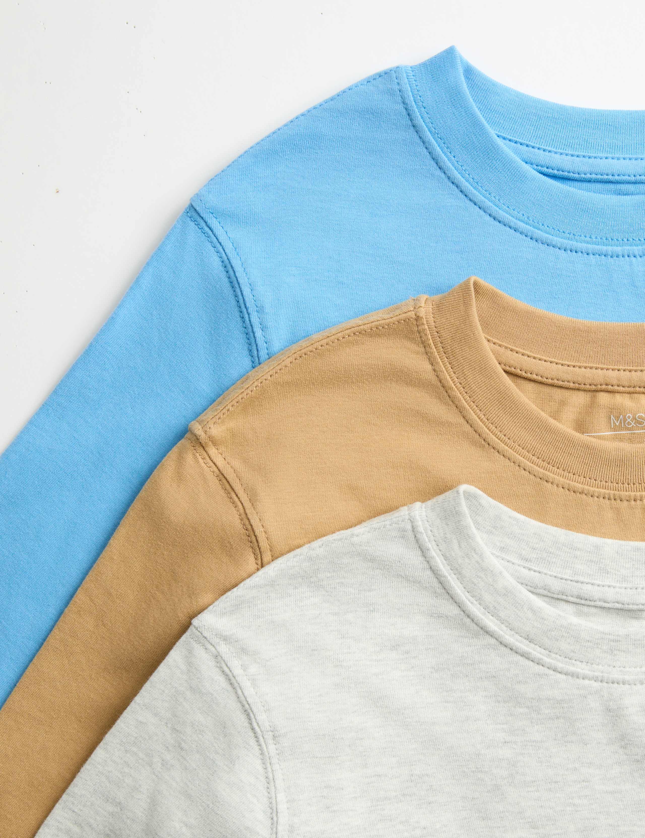 3pk Pure Cotton Long Sleeve Tops (2-8 Yrs) 2 of 2