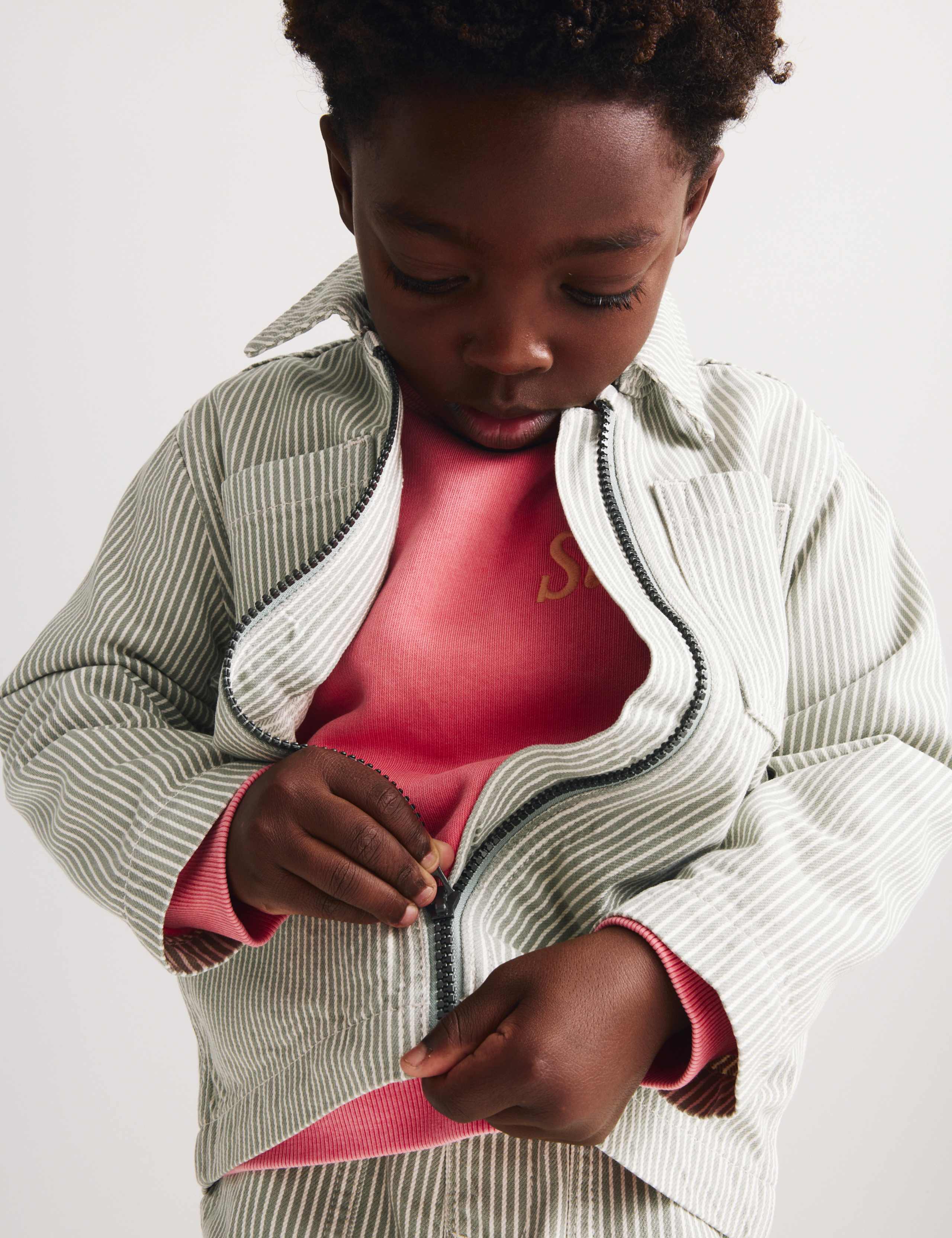 Pure Cotton Striped Jacket (2-8 Yrs) 1 of 8