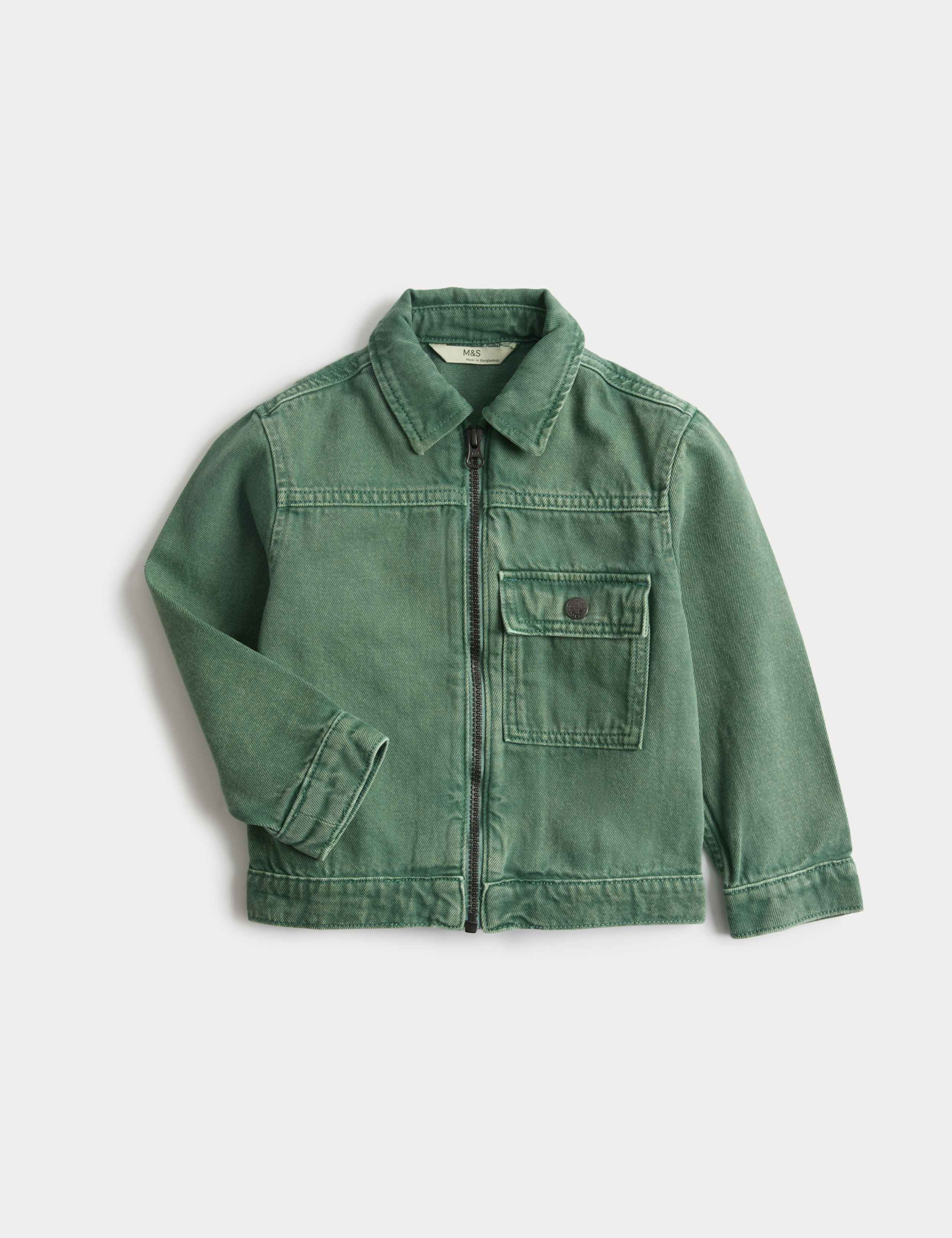 Garment Dyed Zip Up Denim Shacket (2-8 Yrs) 2 of 7