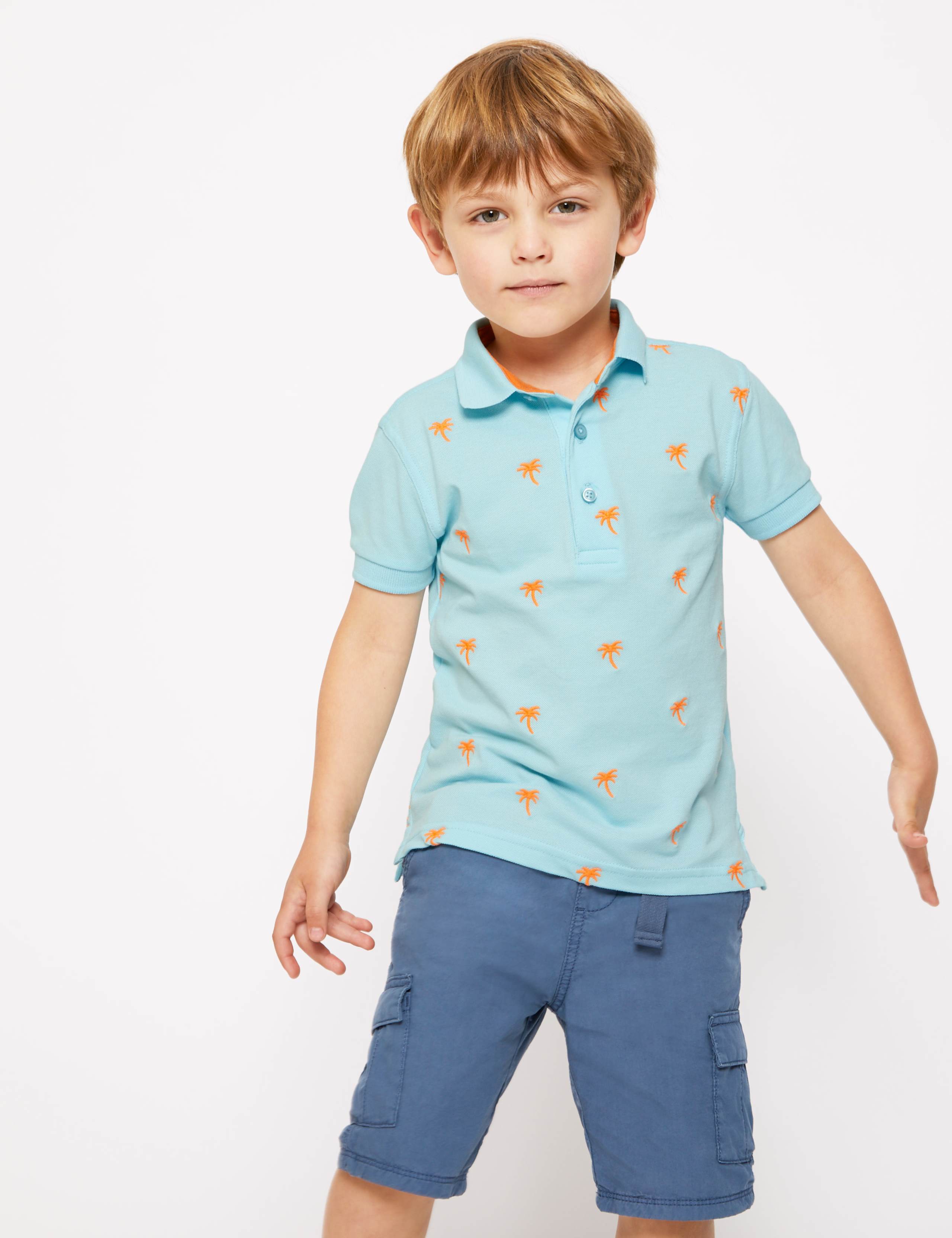Pure Cotton Embroidered Palm Tree Polo Shirt (2-7 Yrs) 1 of 4