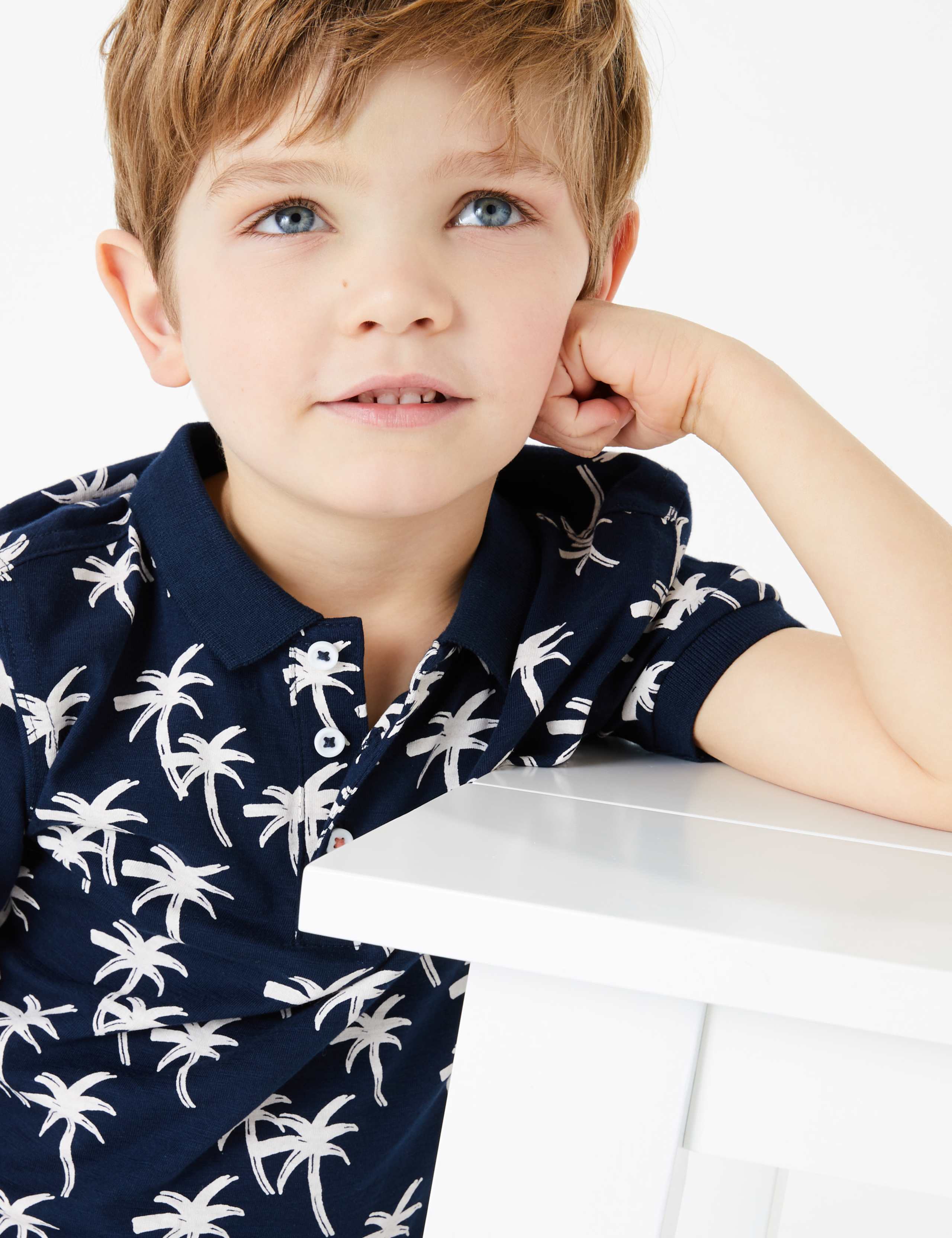 Pure Cotton Tropical Print Polo Shirt (2-7 Yrs) 1 of 4