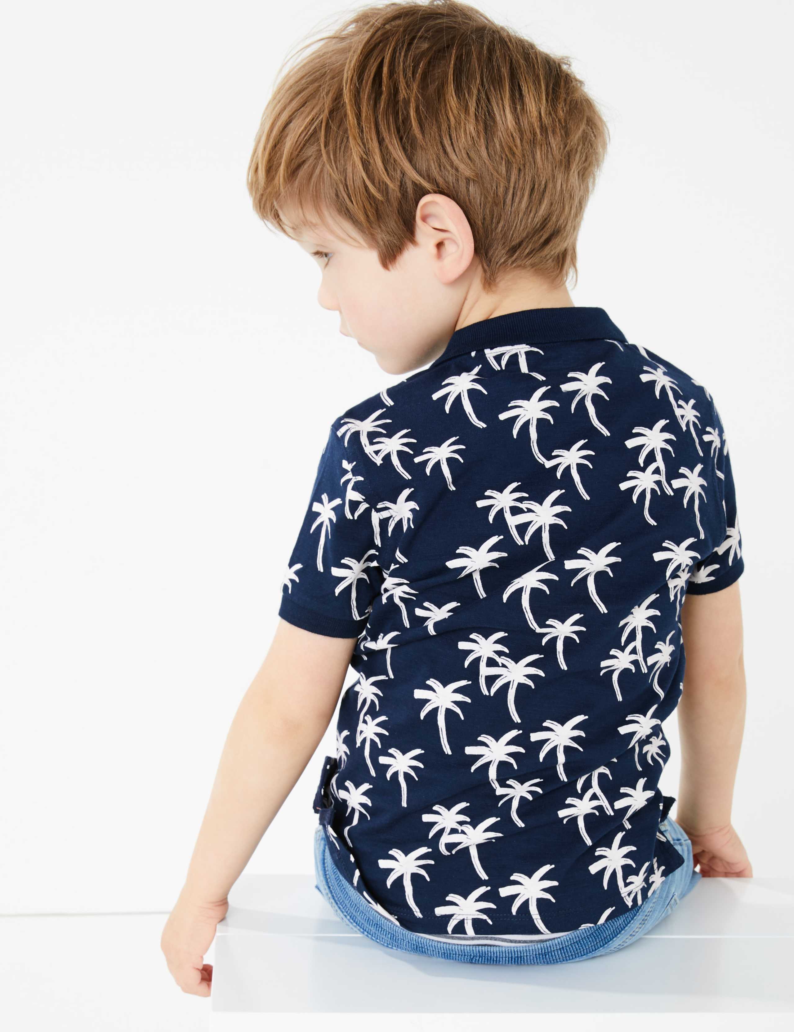 Pure Cotton Tropical Print Polo Shirt (2-7 Yrs) 4 of 4