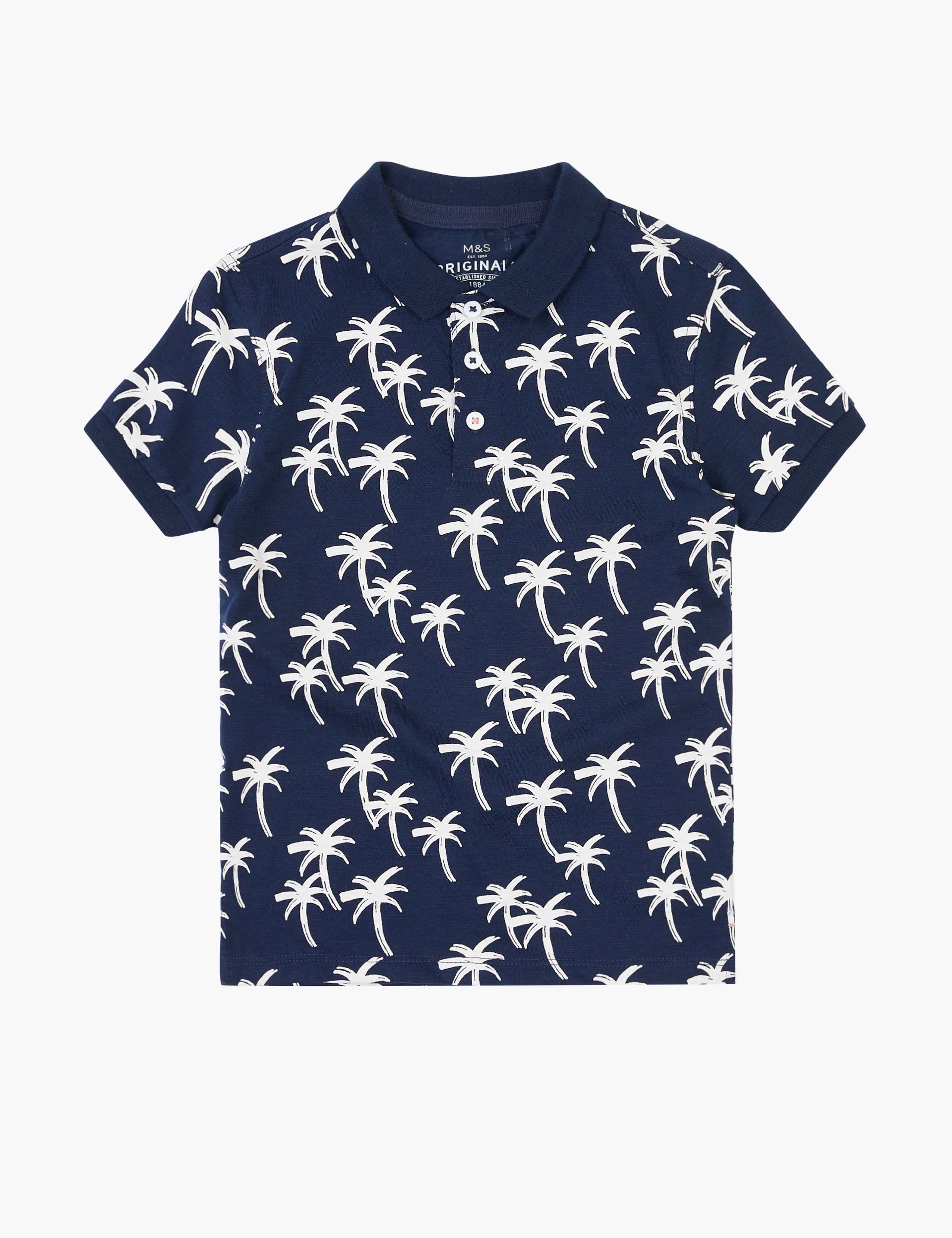 Pure Cotton Tropical Print Polo Shirt (2-7 Yrs) 2 of 4