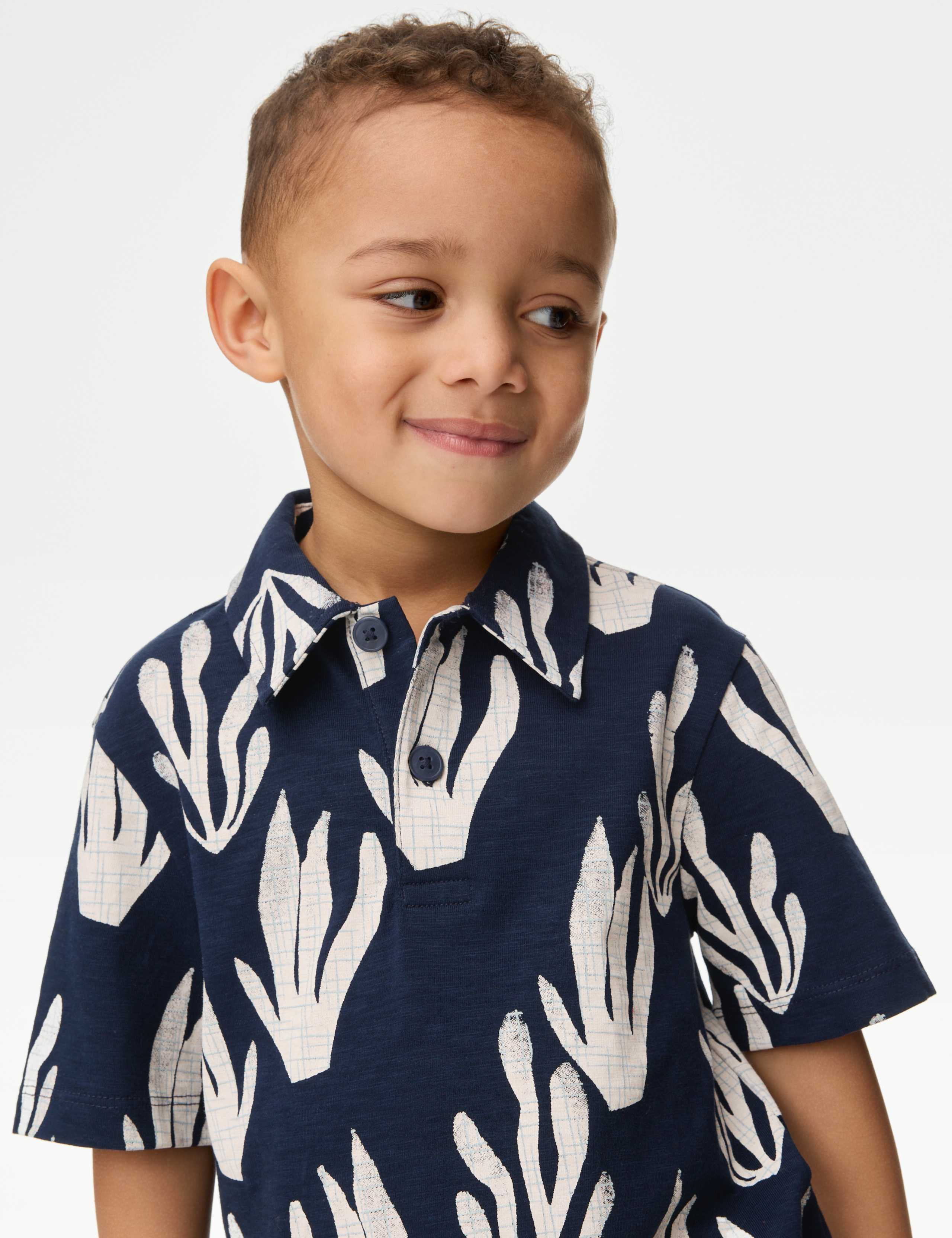 Pure Cotton Printed Polo Shirt (1-8 Yrs) 3 of 4