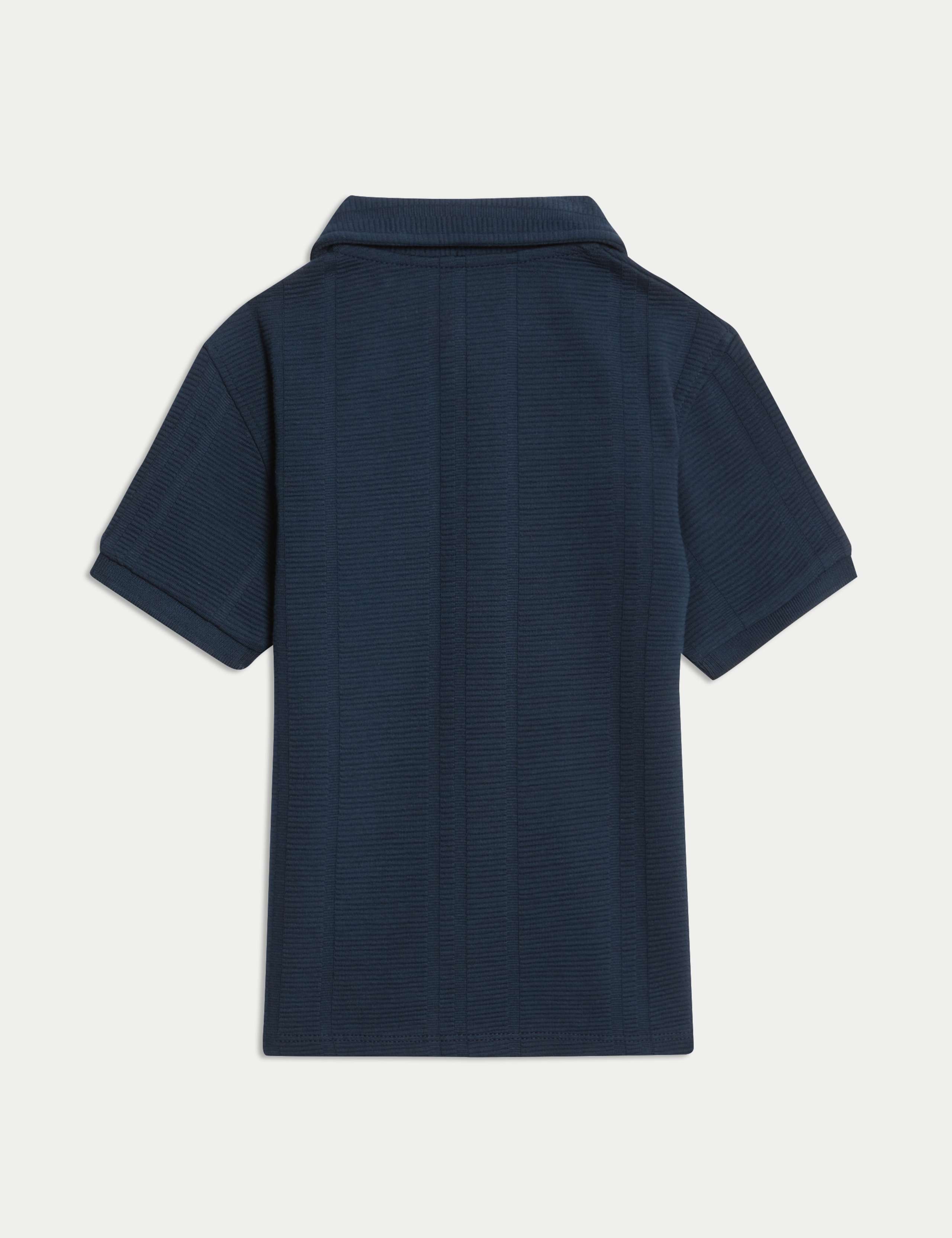 Pure Cotton Ribbed Zip Jersey Polo Shirt (2-8 Yrs) 5 of 5