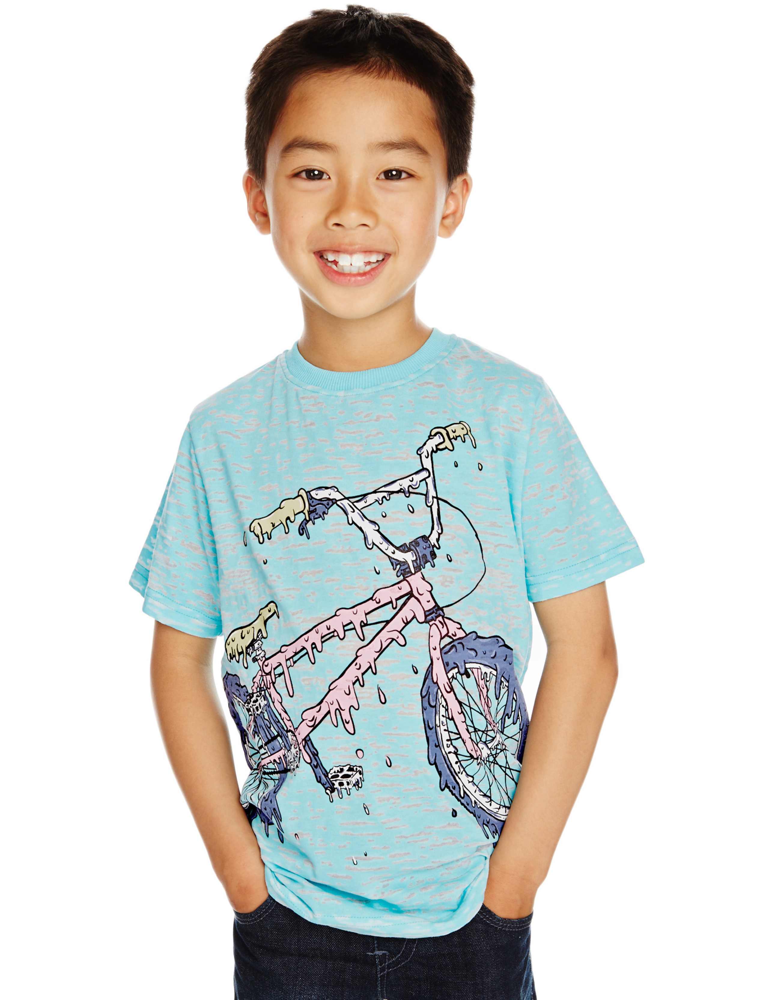 Short Sleeve Burnout Bicycle Print T-Shirt (1-7 Years) 1 of 3