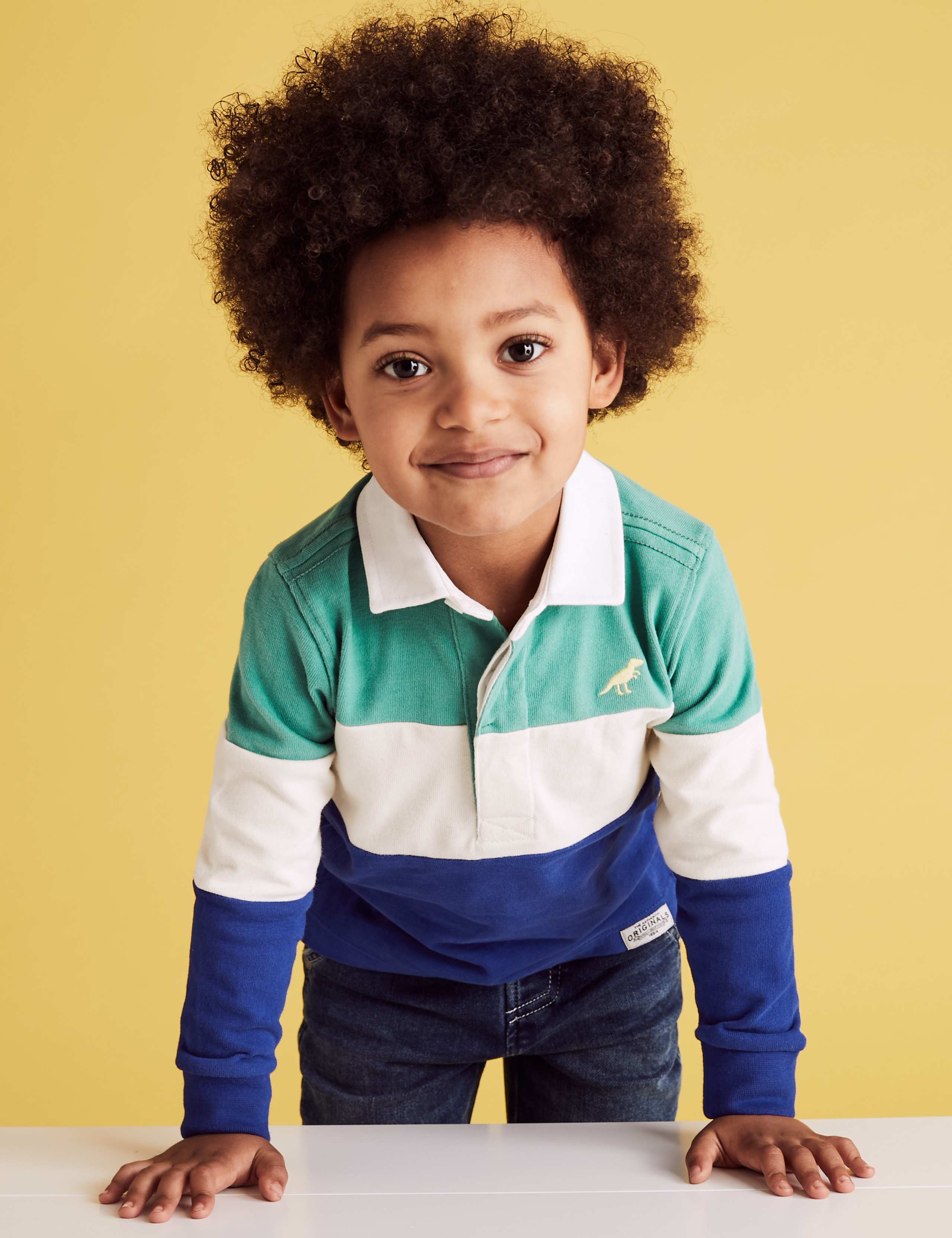 Pure Cotton Colour Block Rugby Top (2-7 Yrs) 1 of 4