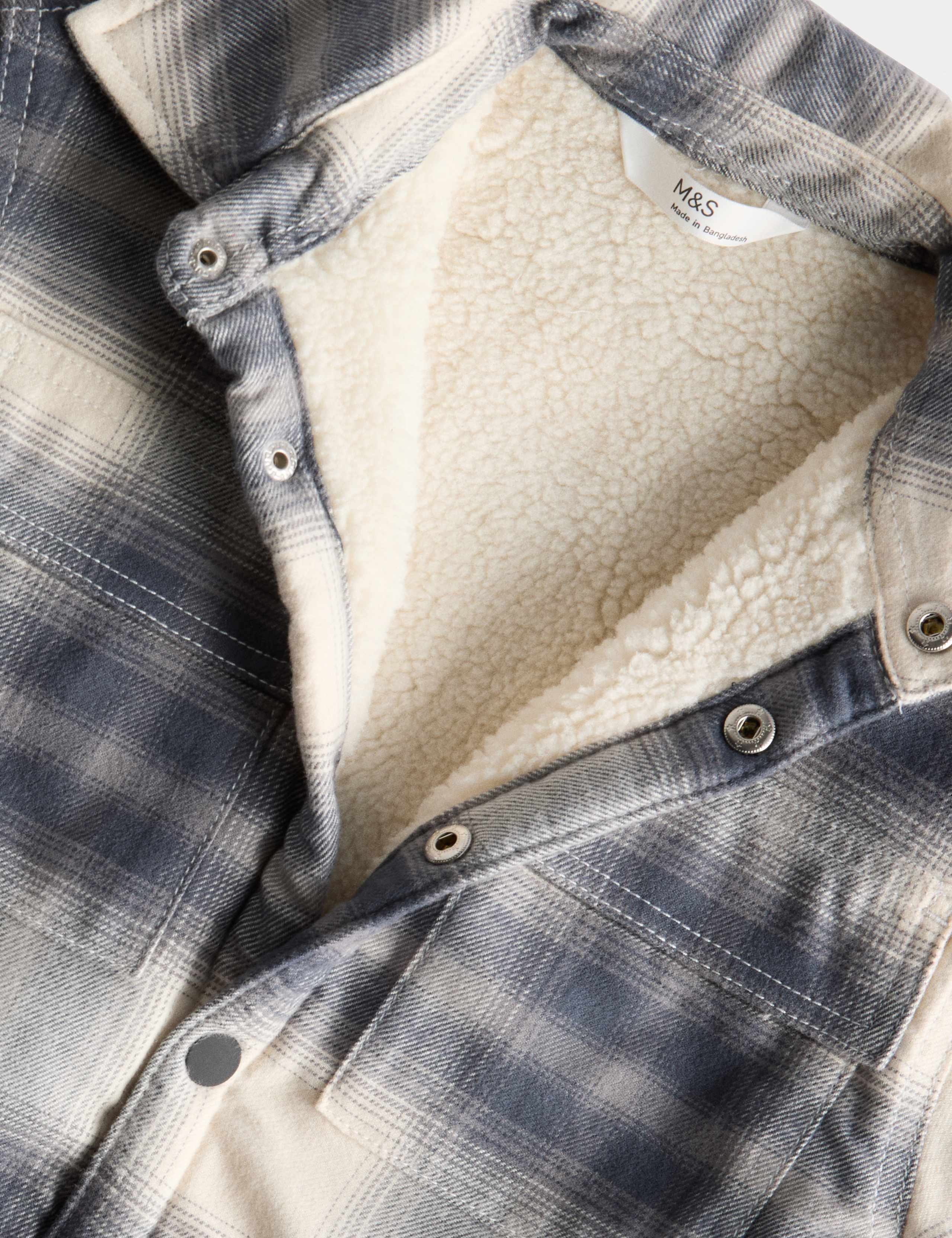 Pure Cotton Borg Lined Checked Overshirt (2-10 Yrs) 3 of 3