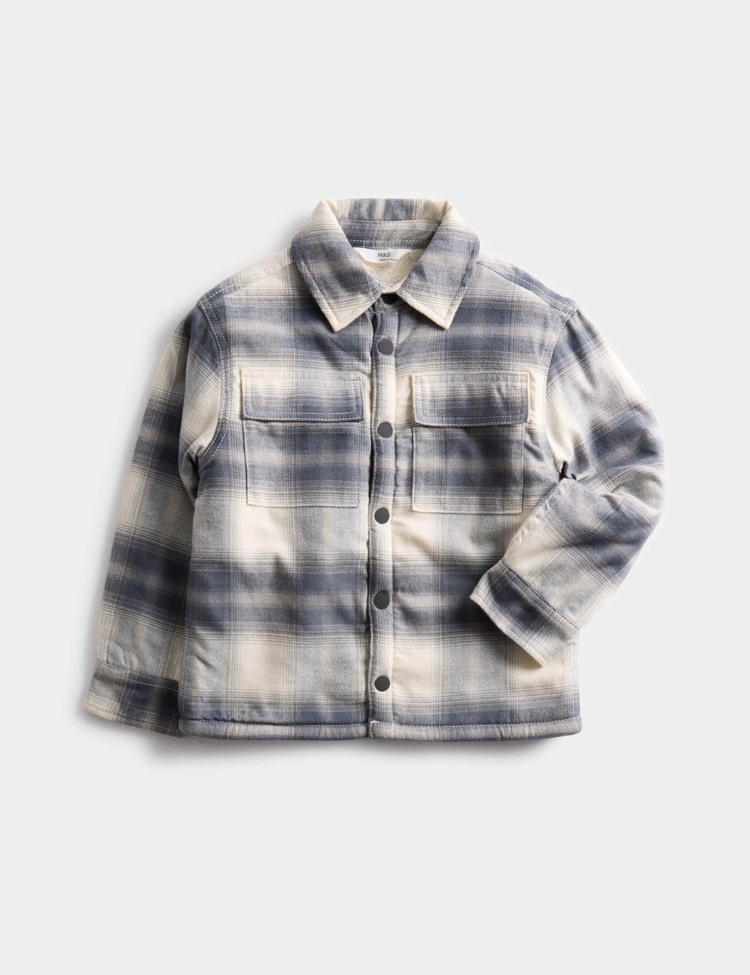 Pure Cotton Borg Lined Checked Overshirt (2-10 Yrs) 1 of 3