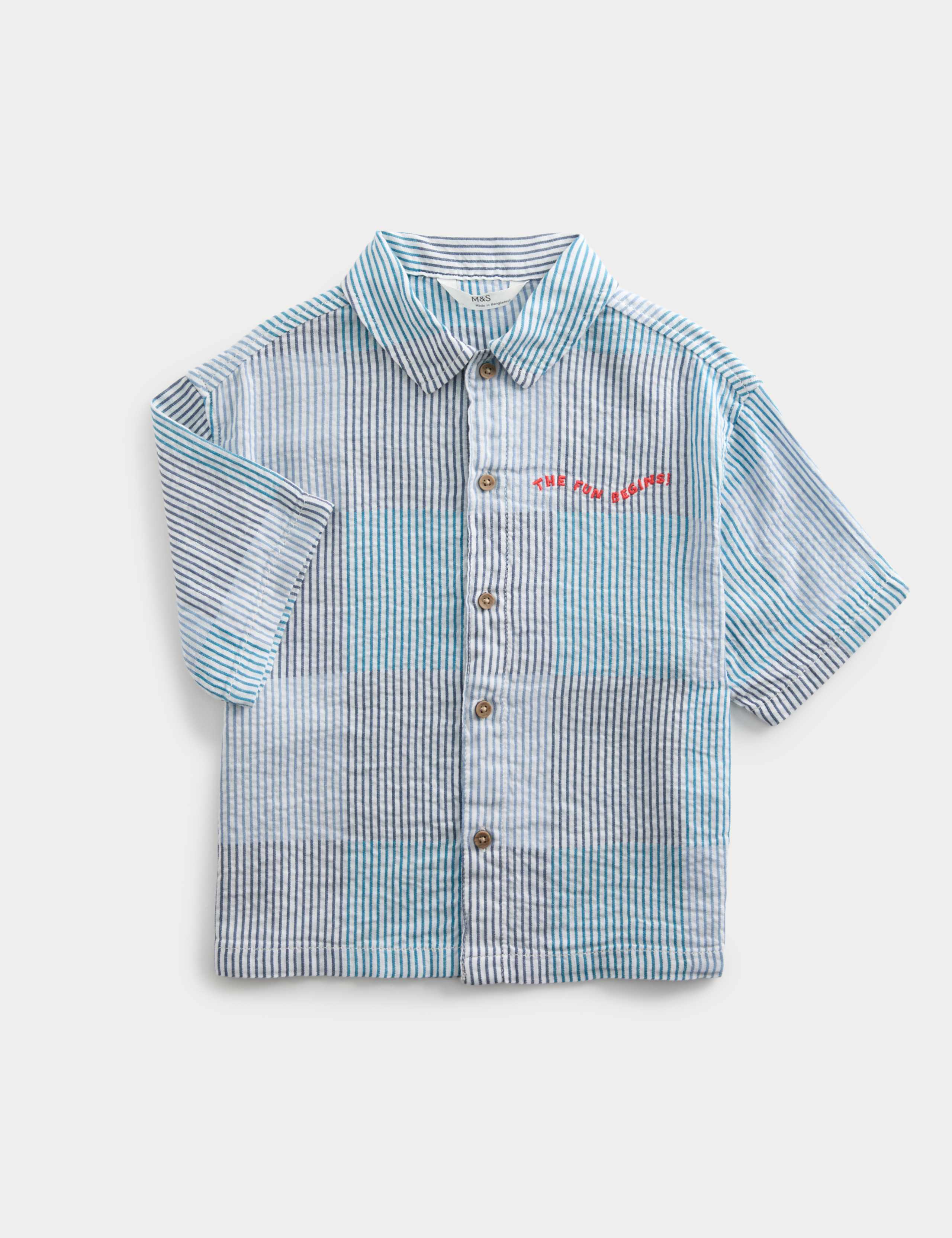 Pure Cotton Checked Seersucker Shirt (2-8 Yrs) 1 of 3