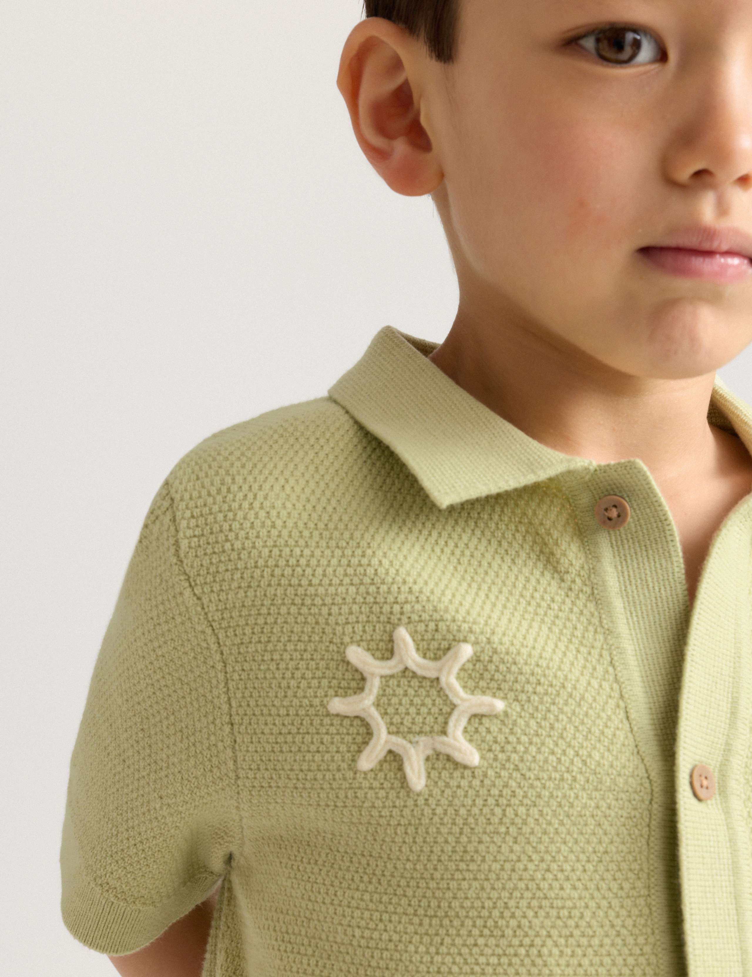 Pure Cotton Knitted Embroidered Polo Shirt (2-8 Yrs) 7 of 8