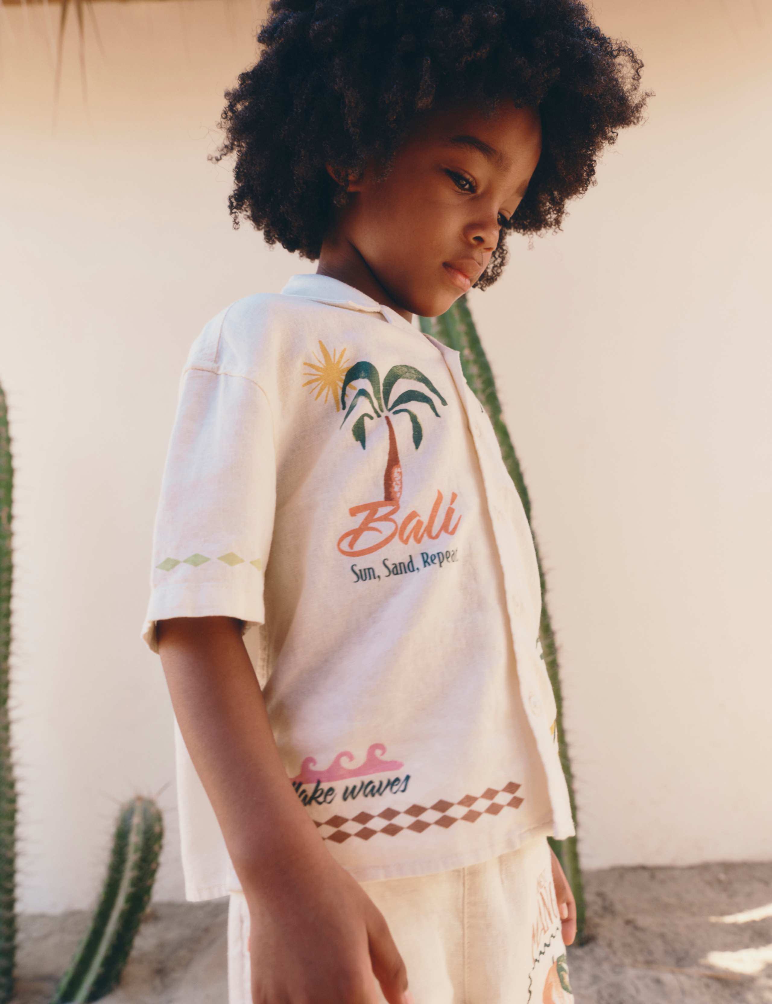 Linen Blend Print Shirt (2-8 Yrs) 1 of 3