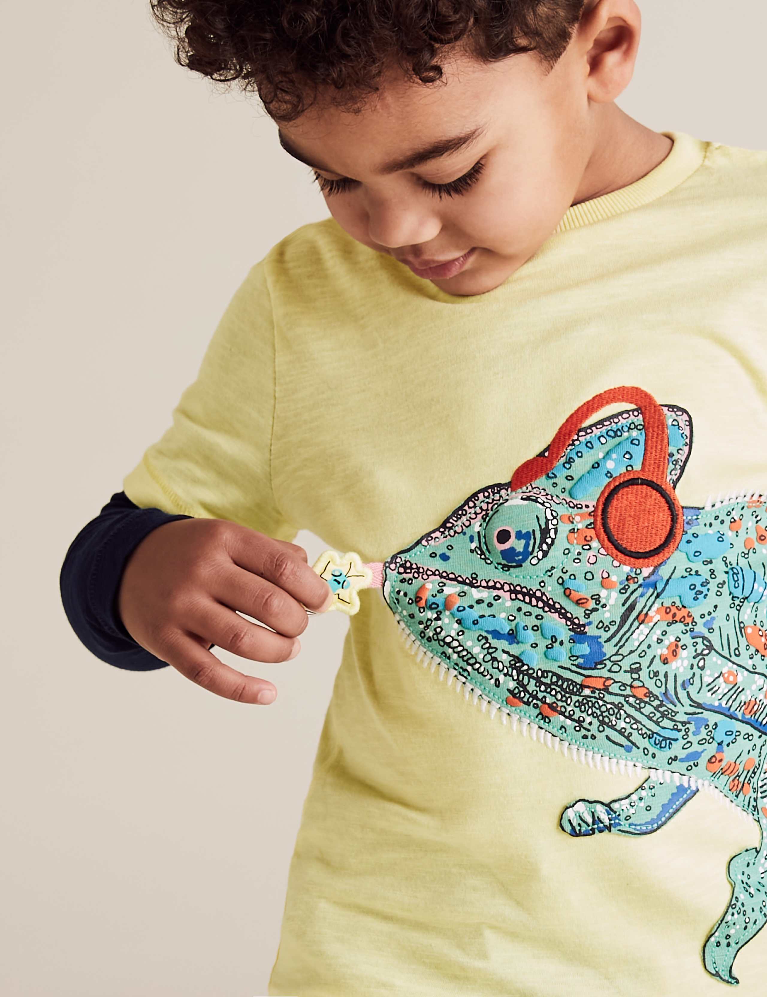 Embroidered Chameleon Mock Sleeve Top (2-7 Yrs) 3 of 5