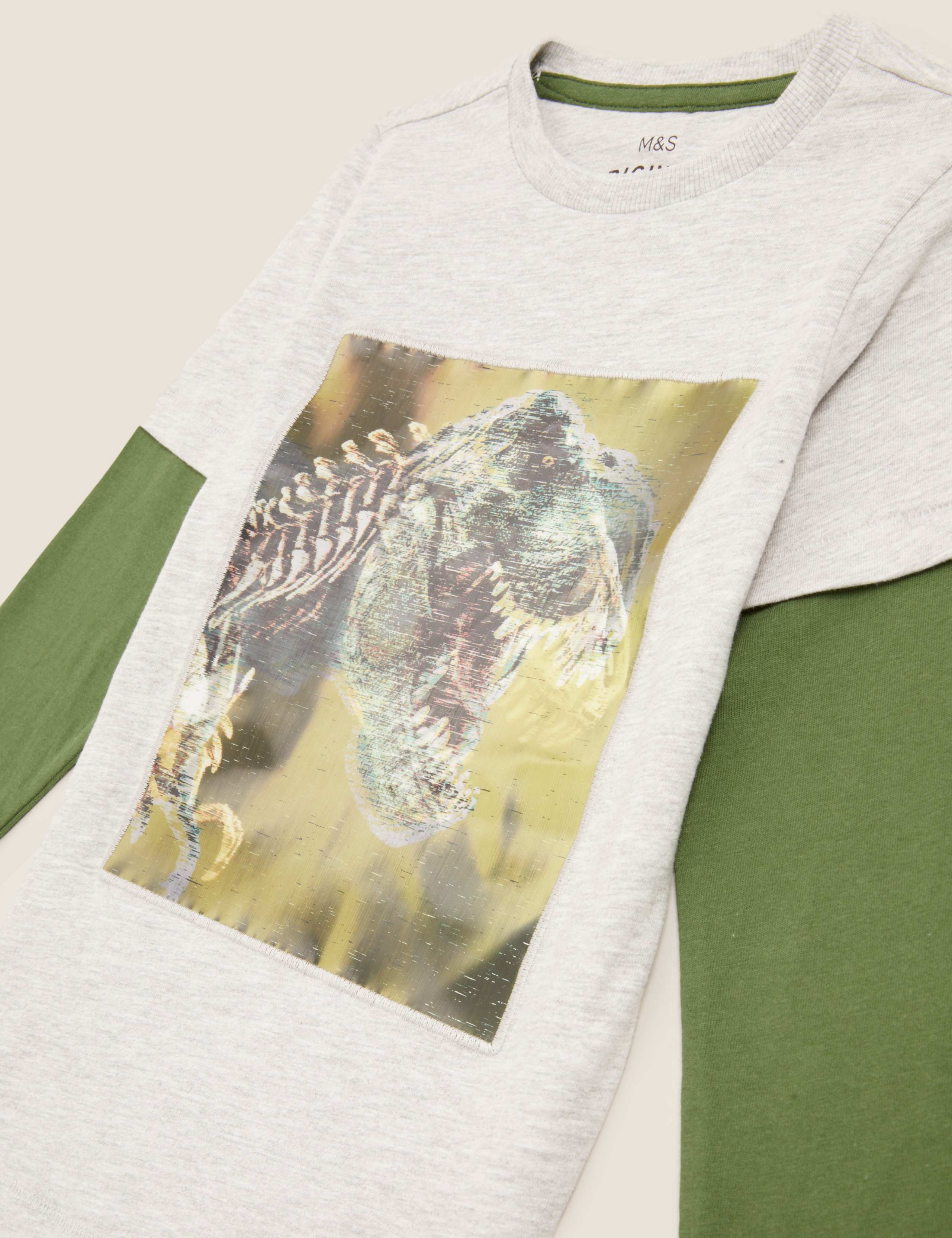 Cotton Interactive Dinosaur Mock Sleeve Top (2-7 Yrs) 6 of 6