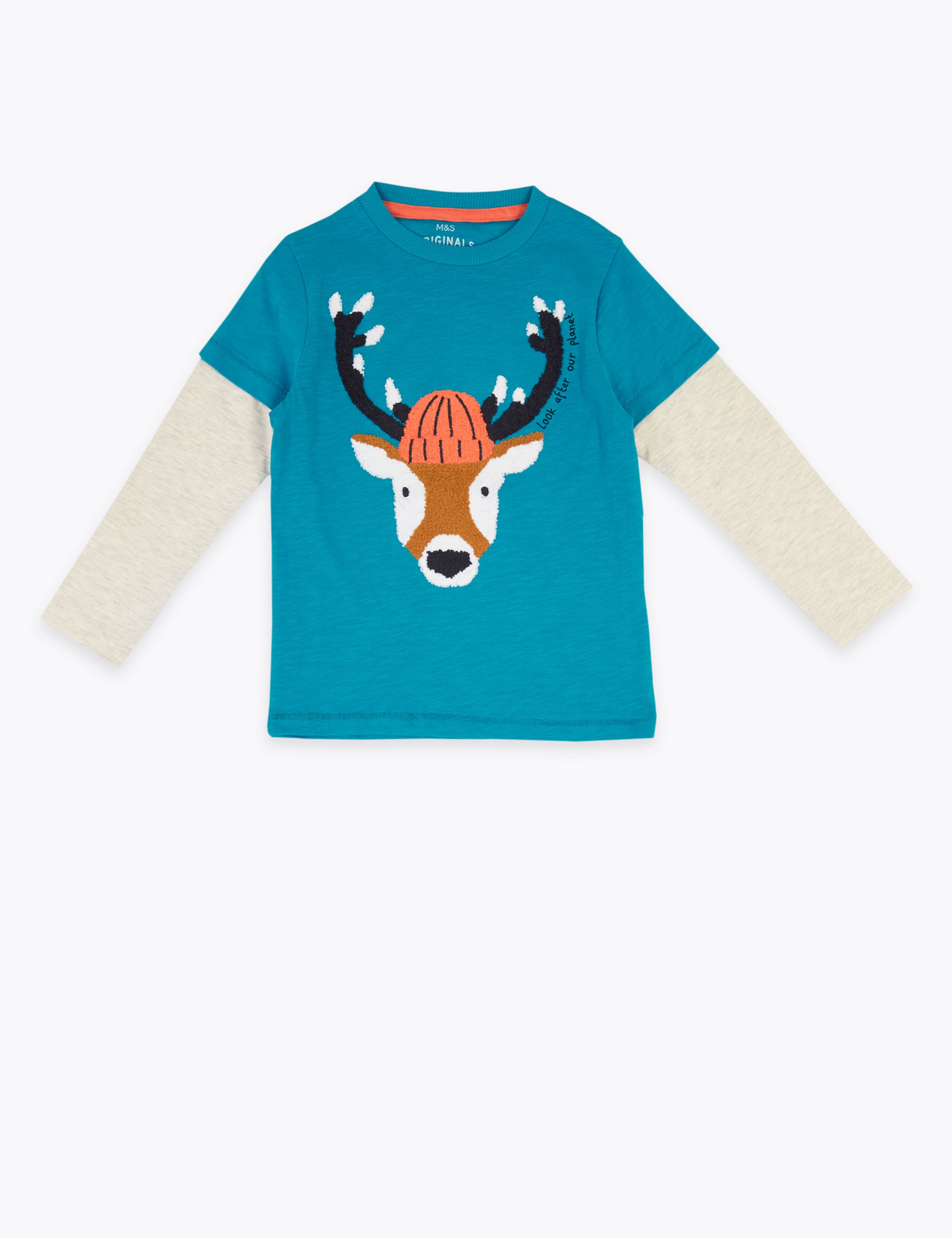 Pure Cotton Embroidered Deer Top (2-7 Yrs) 2 of 4