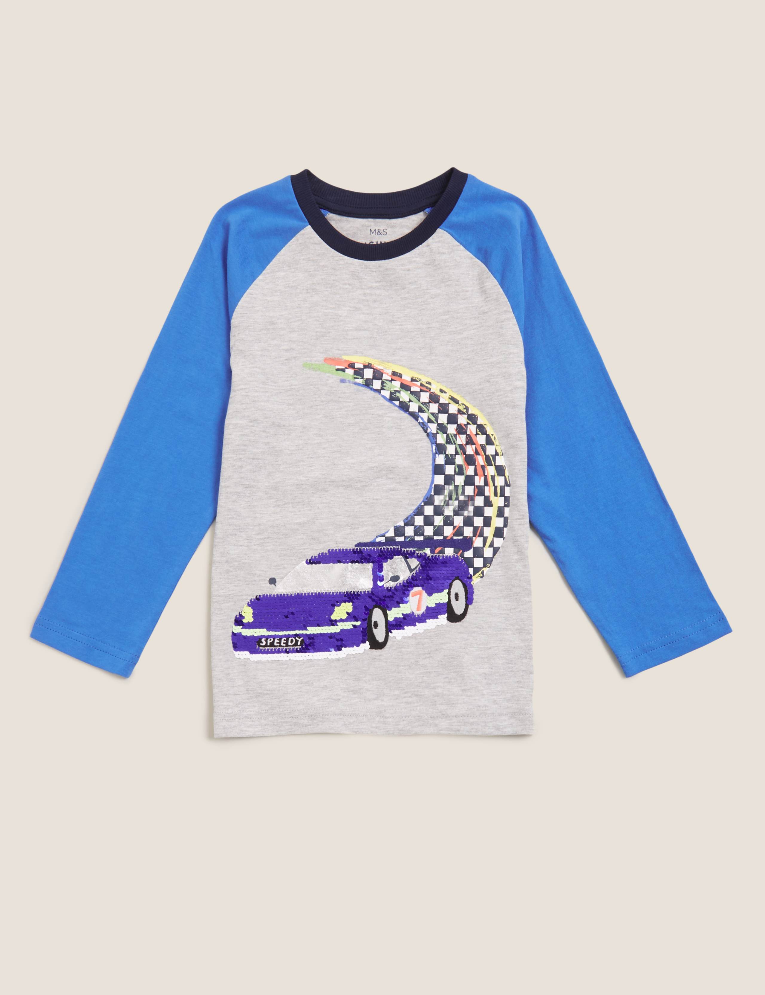 Cotton Reversible Sequin Racing Car Top (2-7 Yrs) 2 of 6