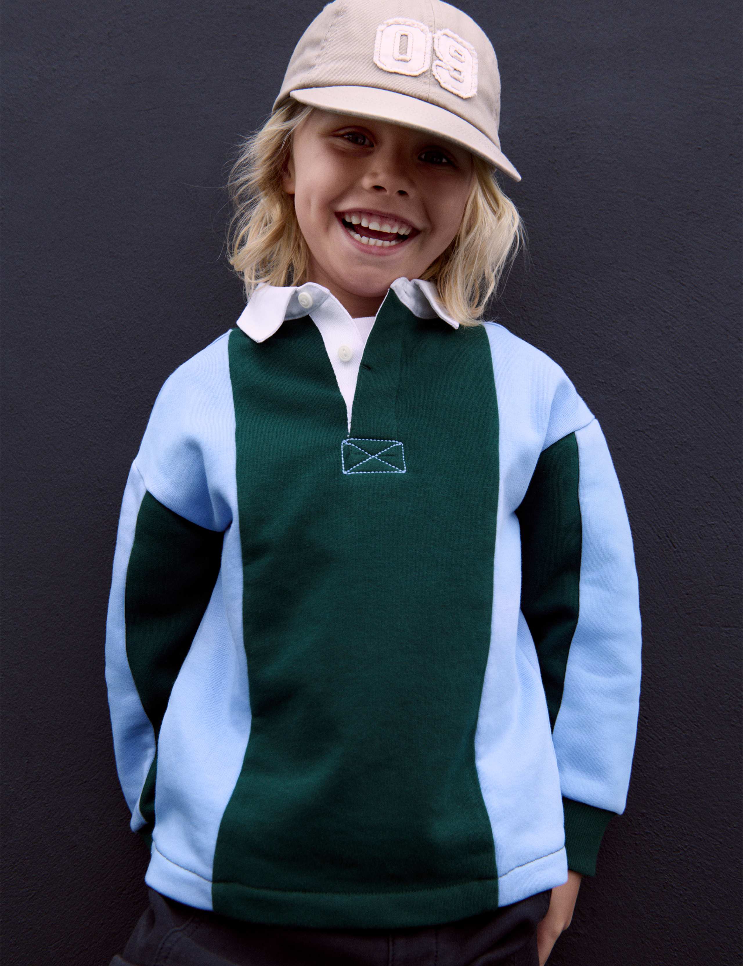 Cotton Rich Striped Rugby Shirt (2-8 yrs) 1 of 4