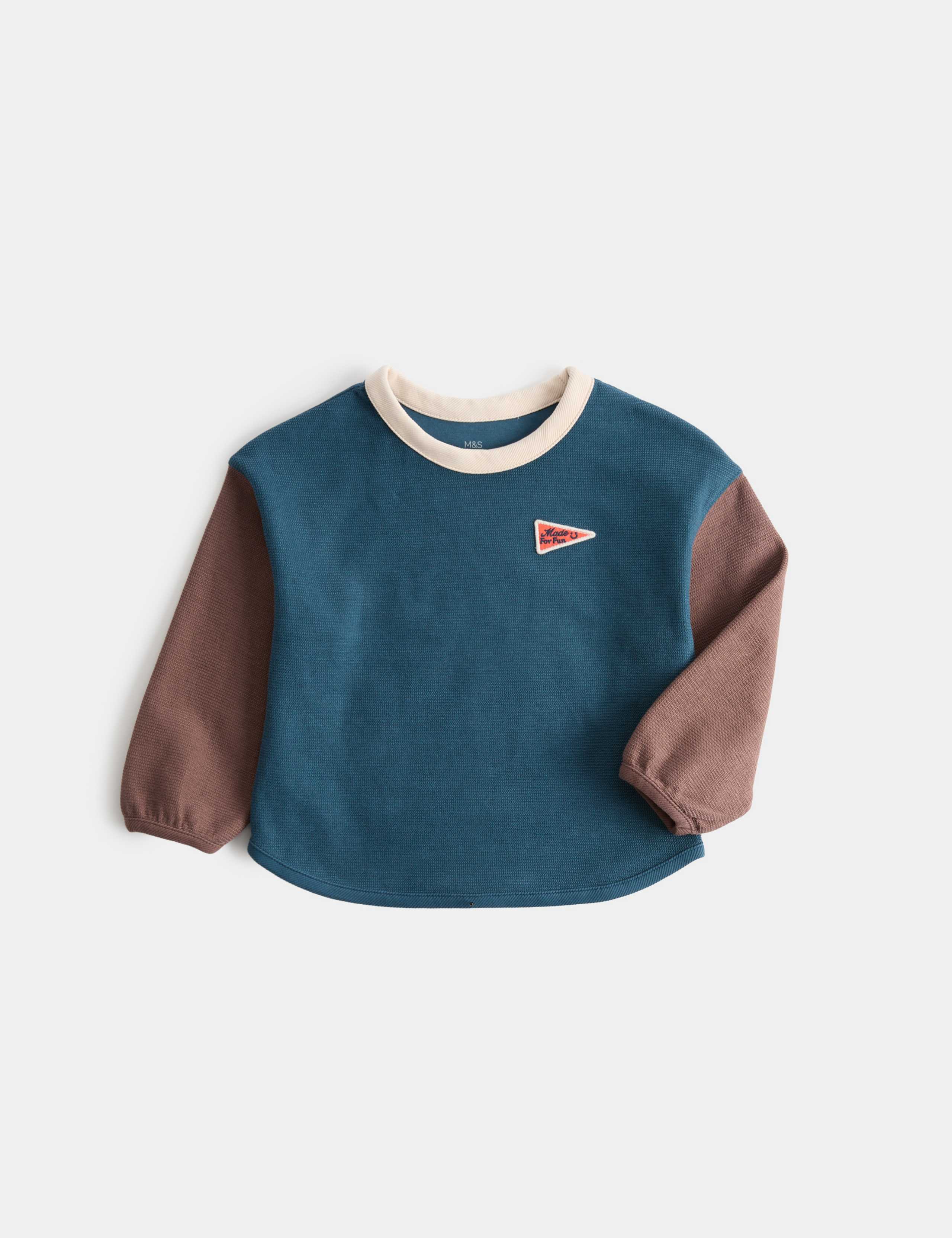 Cotton Rich Textured Colour Block Top (2-8 Yrs) 1 of 1