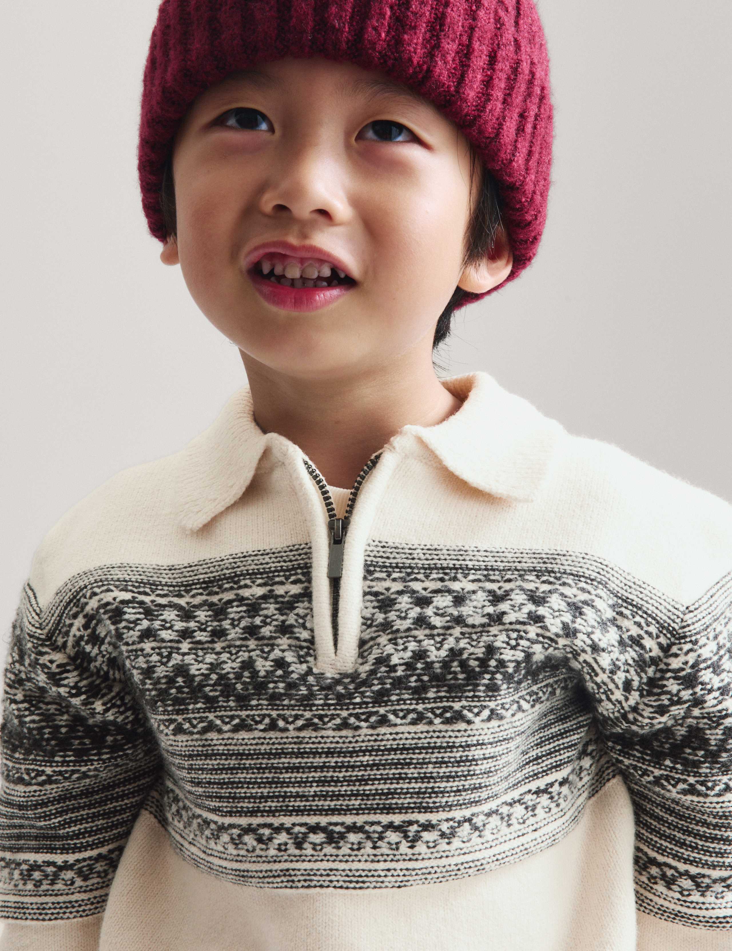 Cotton Blend Fair Isle Zip Jumper (2-8 Yrs) 3 of 7