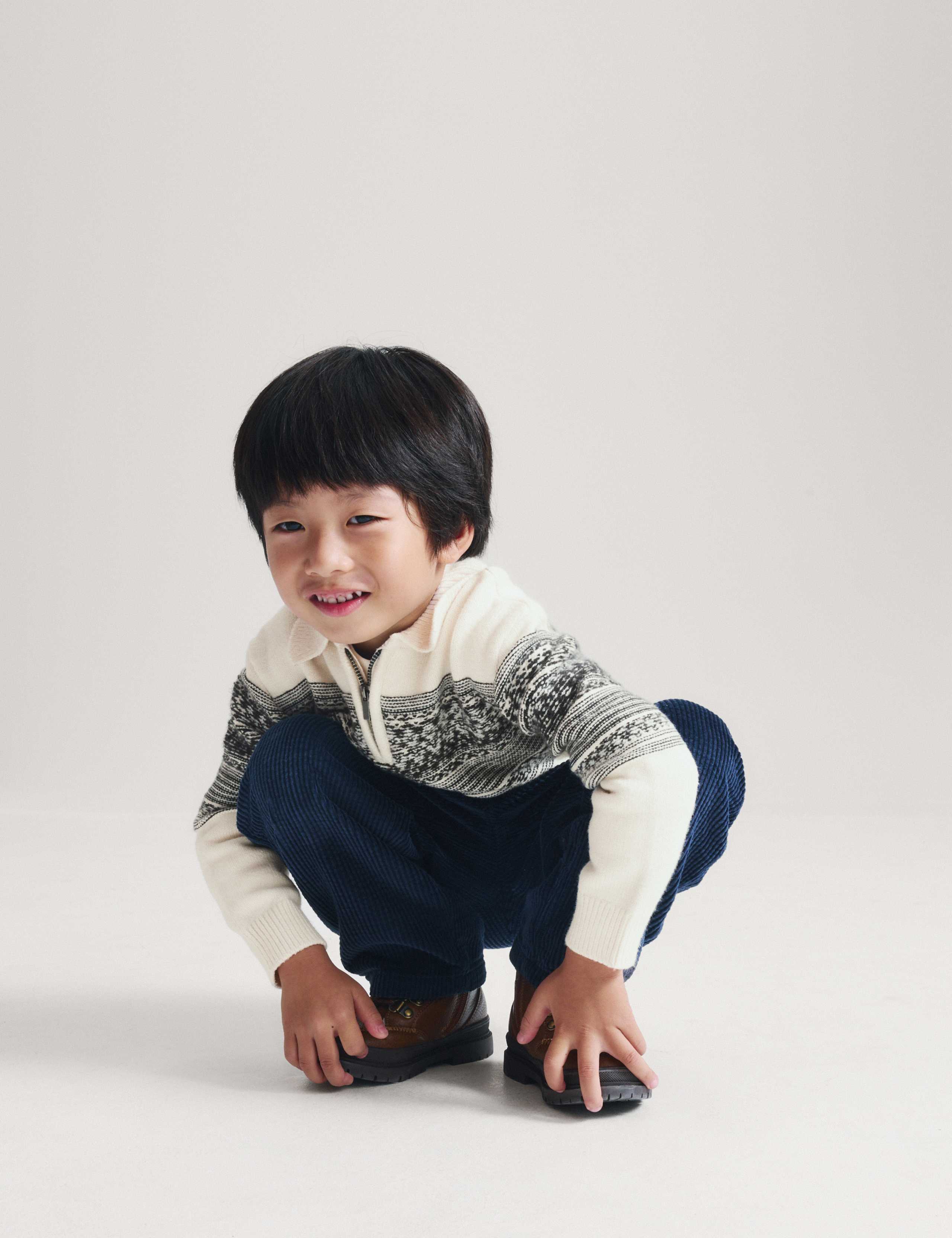 Cotton Blend Fair Isle Zip Jumper (2-8 Yrs) 6 of 7