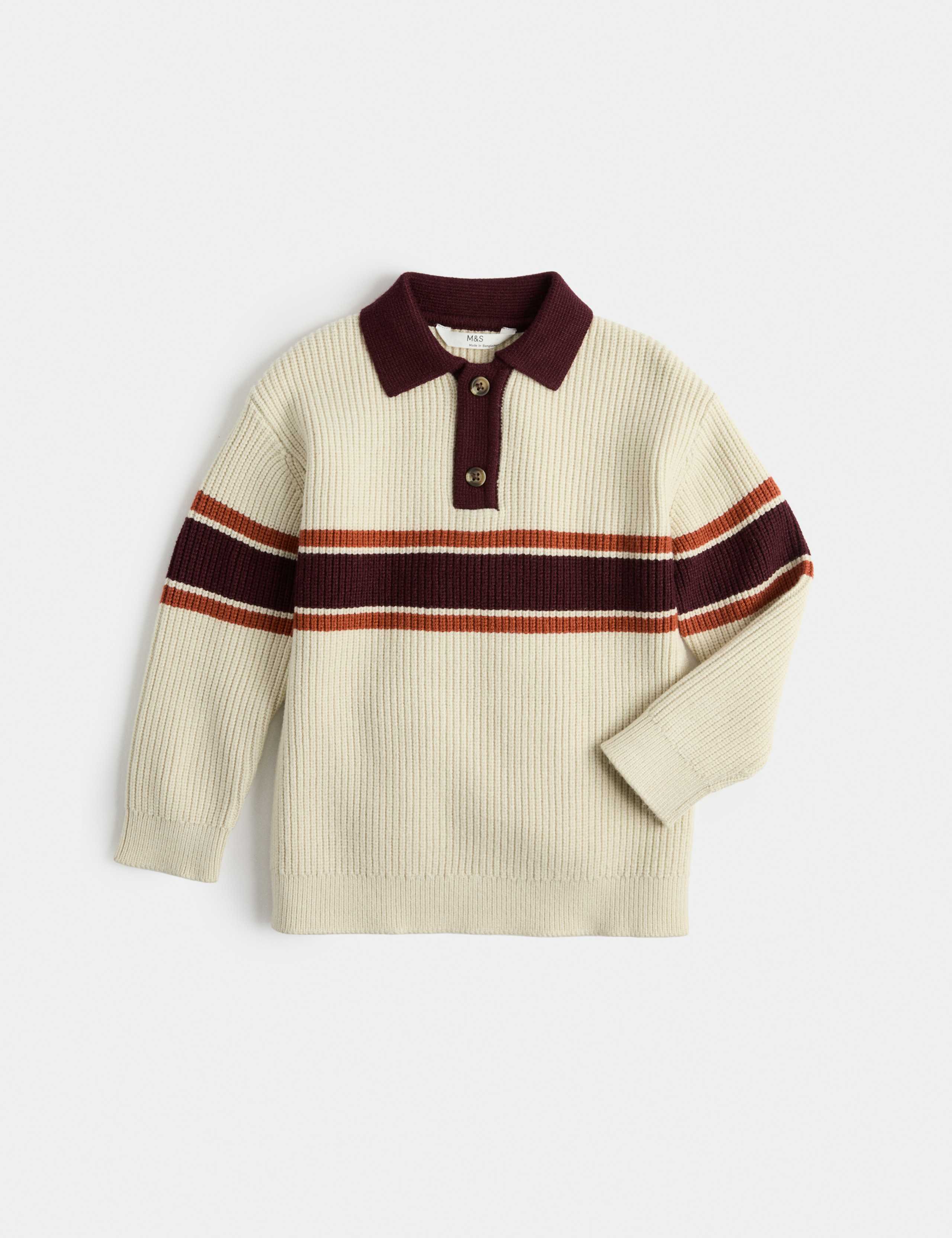 Knitted Stripe Collared Jumper (2-8 Yrs) 1 of 3