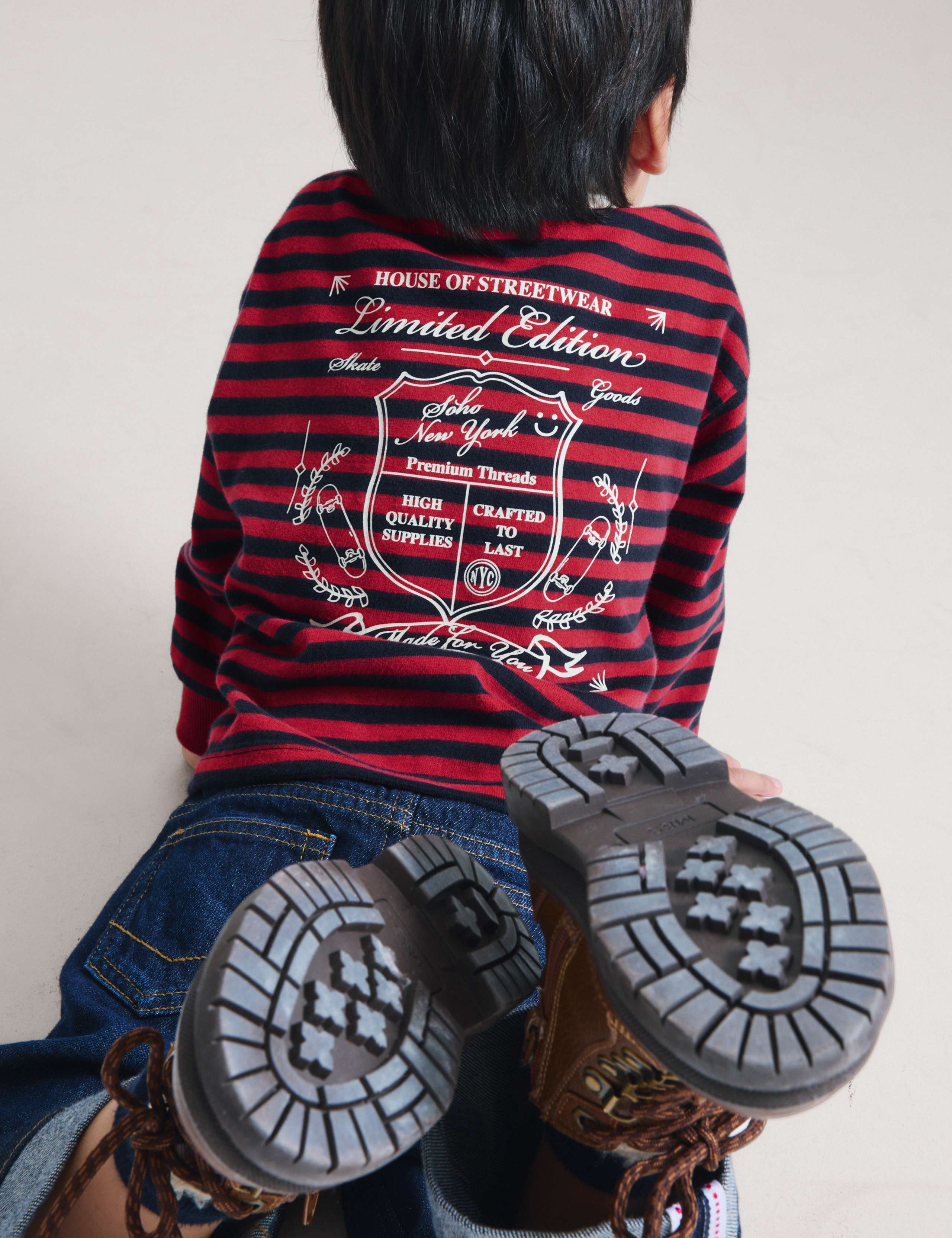 Pure Cotton Striped Graphic Rugby Top (2-8 Yrs) by M&S