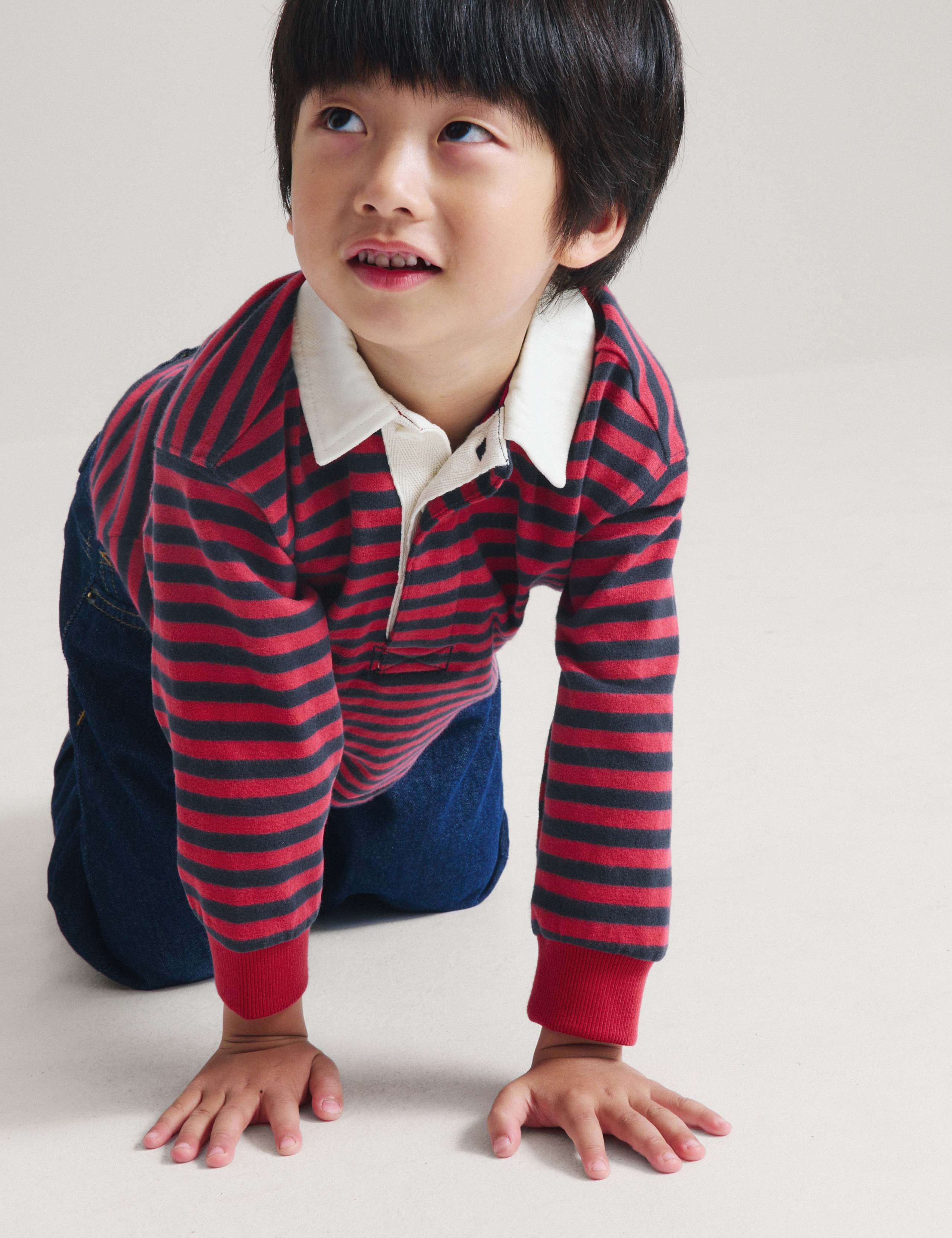 Pure Cotton Striped Graphic Rugby Top (2-8 Yrs) 6 of 6