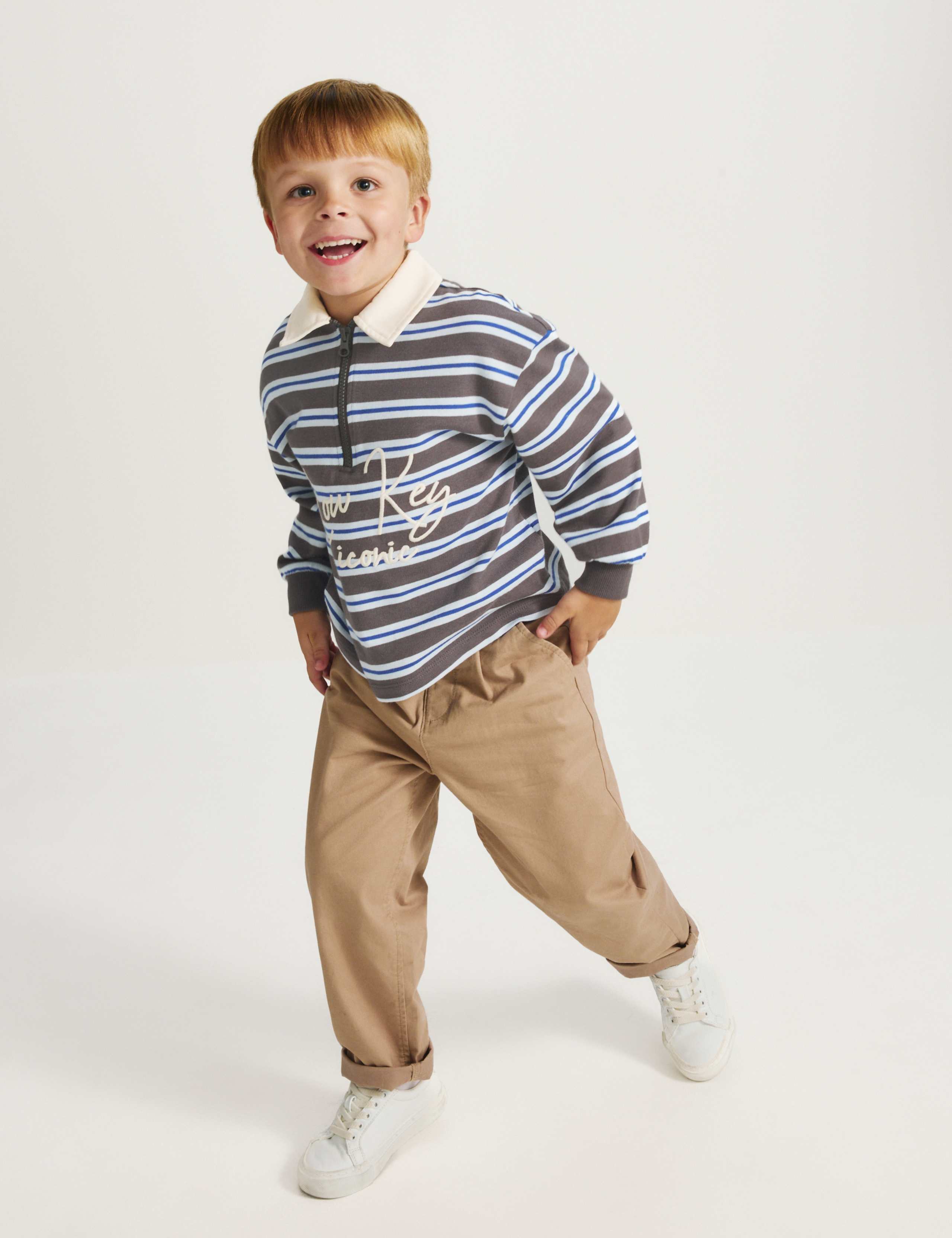 Cotton Rich Graphic Striped Rugby Top (2-8 Yrs) 3 of 8