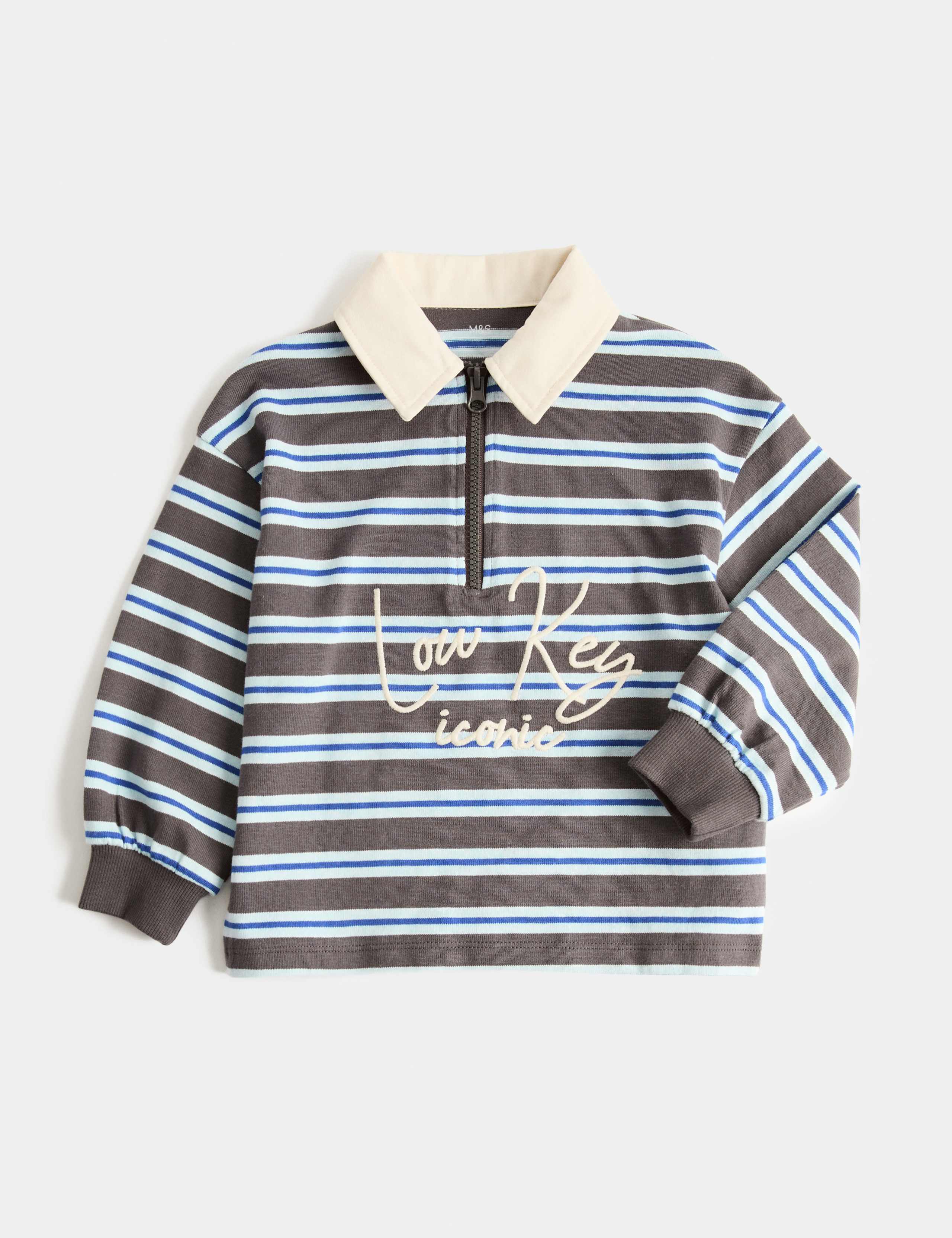 Cotton Rich Graphic Striped Rugby Top (2-8 Yrs) 2 of 8