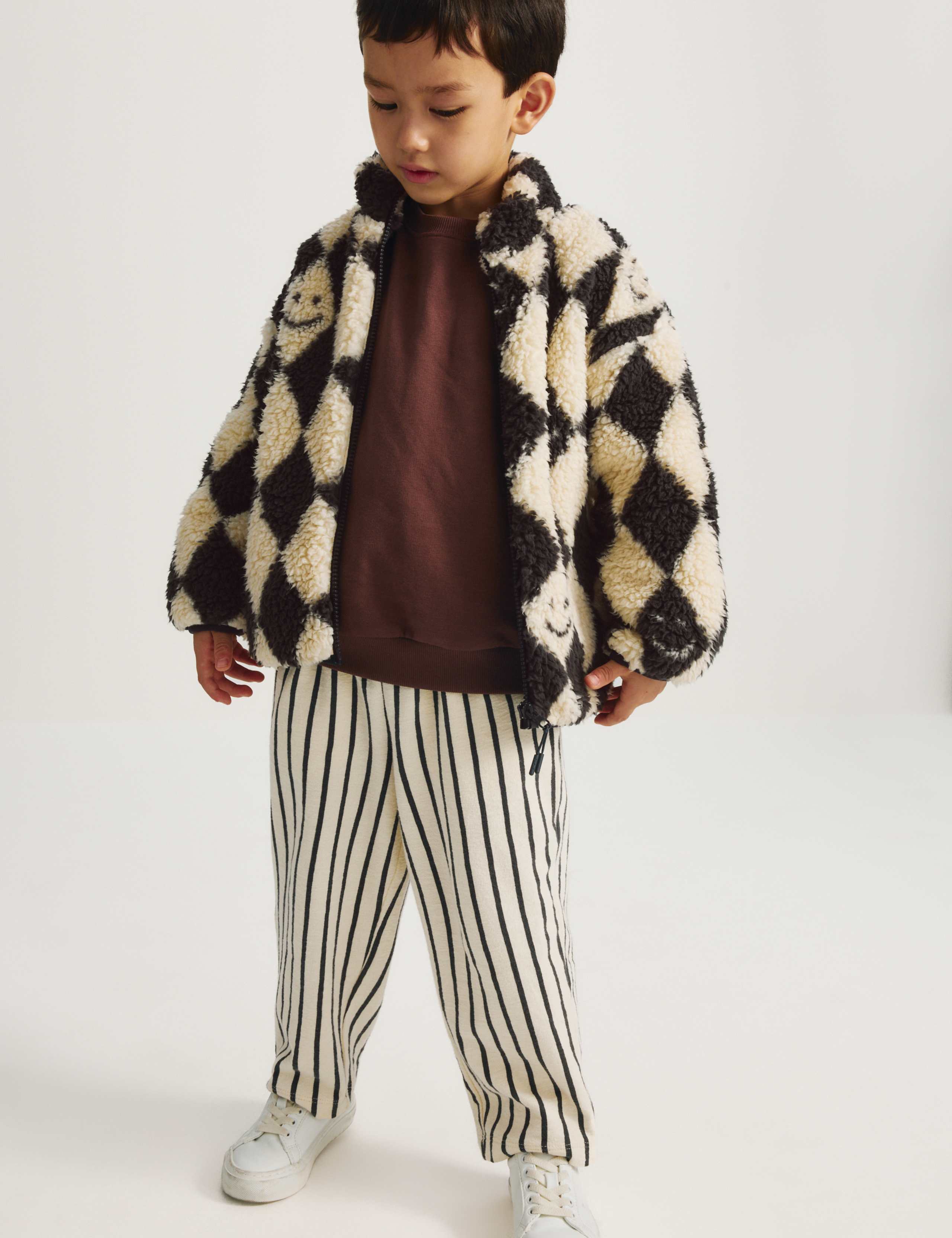 Harlequin Patterned Borg Jacket (2-8 Yrs) 5 of 7