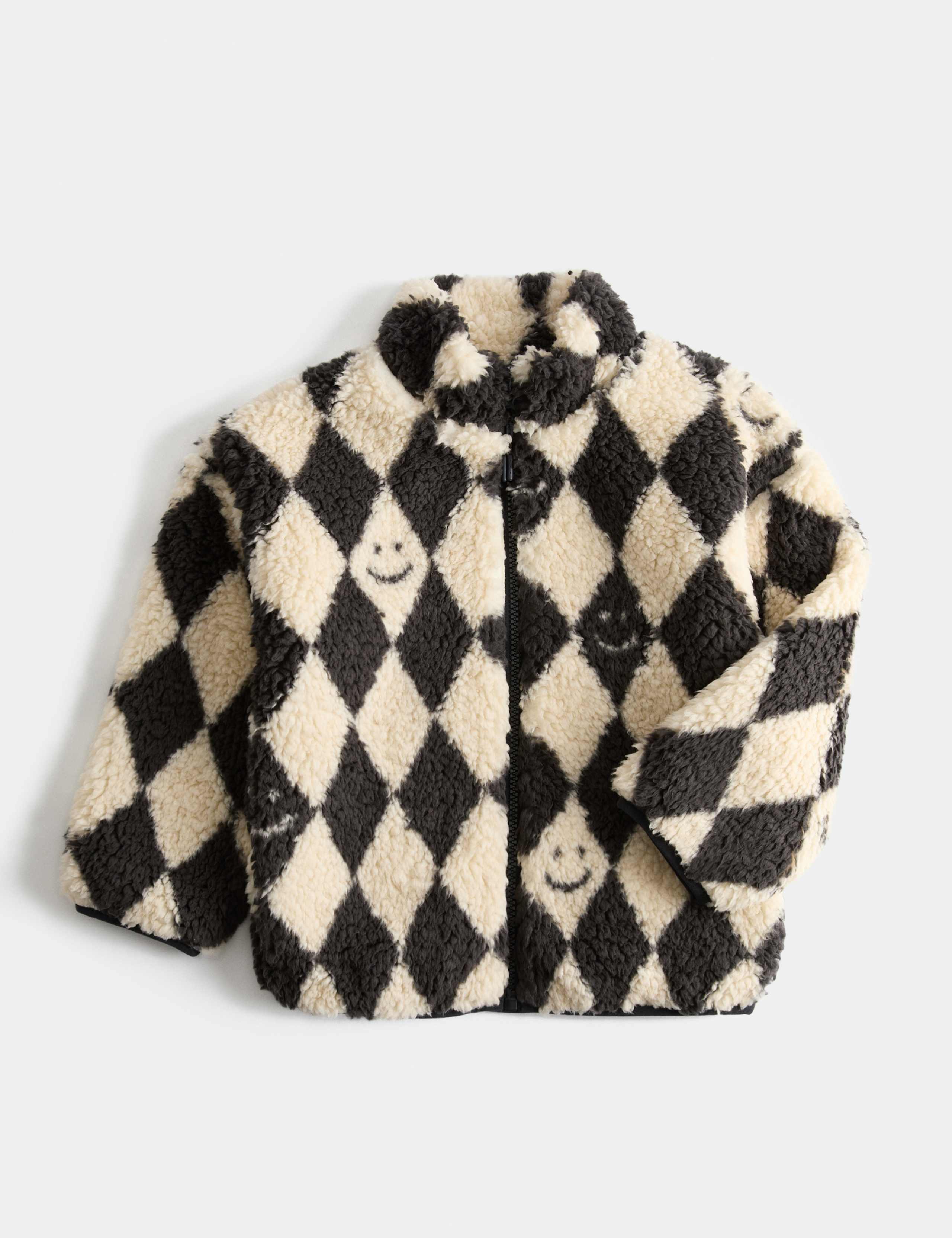 Harlequin Patterned Borg Jacket (2-8 Yrs) 2 of 7