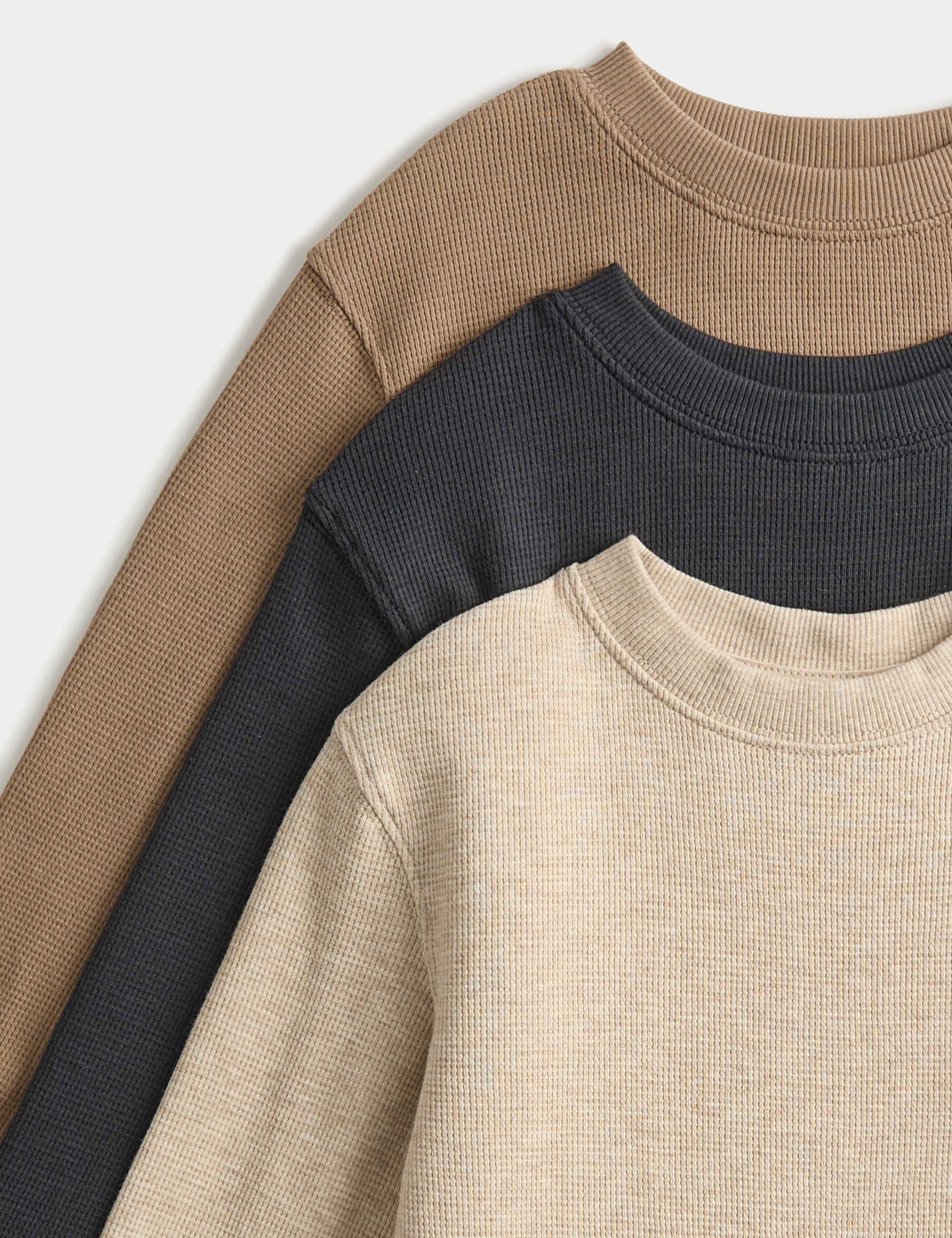 3pk Pure Cotton Waffle Tops (2-8 Yrs) 2 of 2