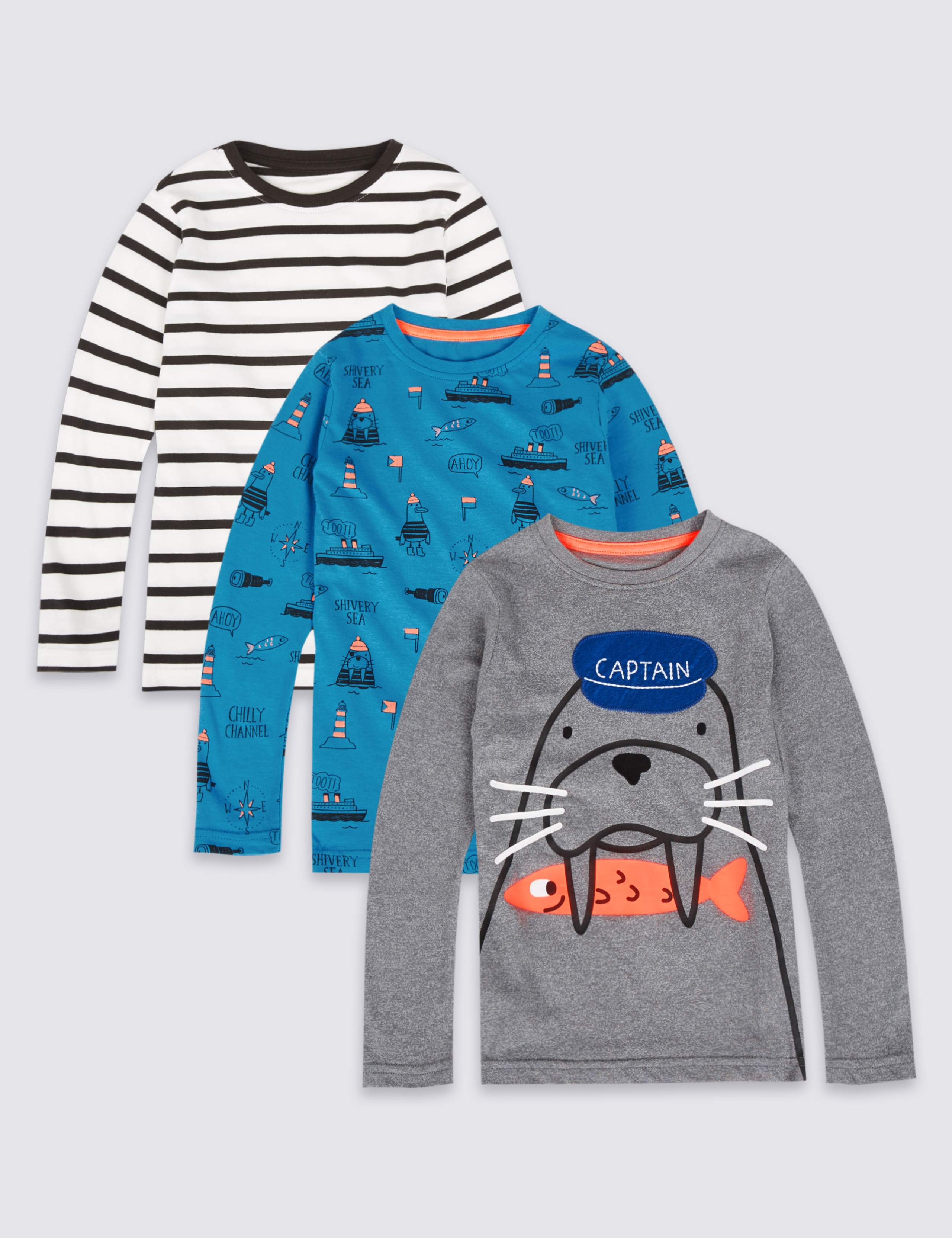 3 Pack Printed Tops (3 Months - 6 Years) 1 of 8