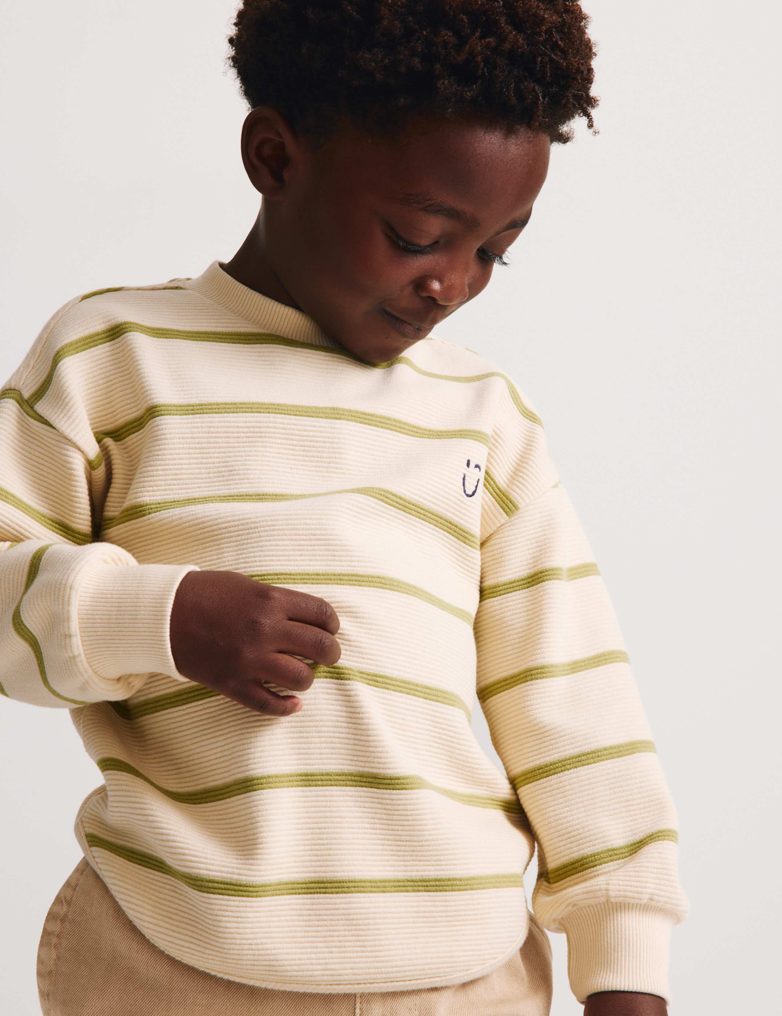 Pure Cotton Striped Textured Top (1-8 Yrs) 5 of 7