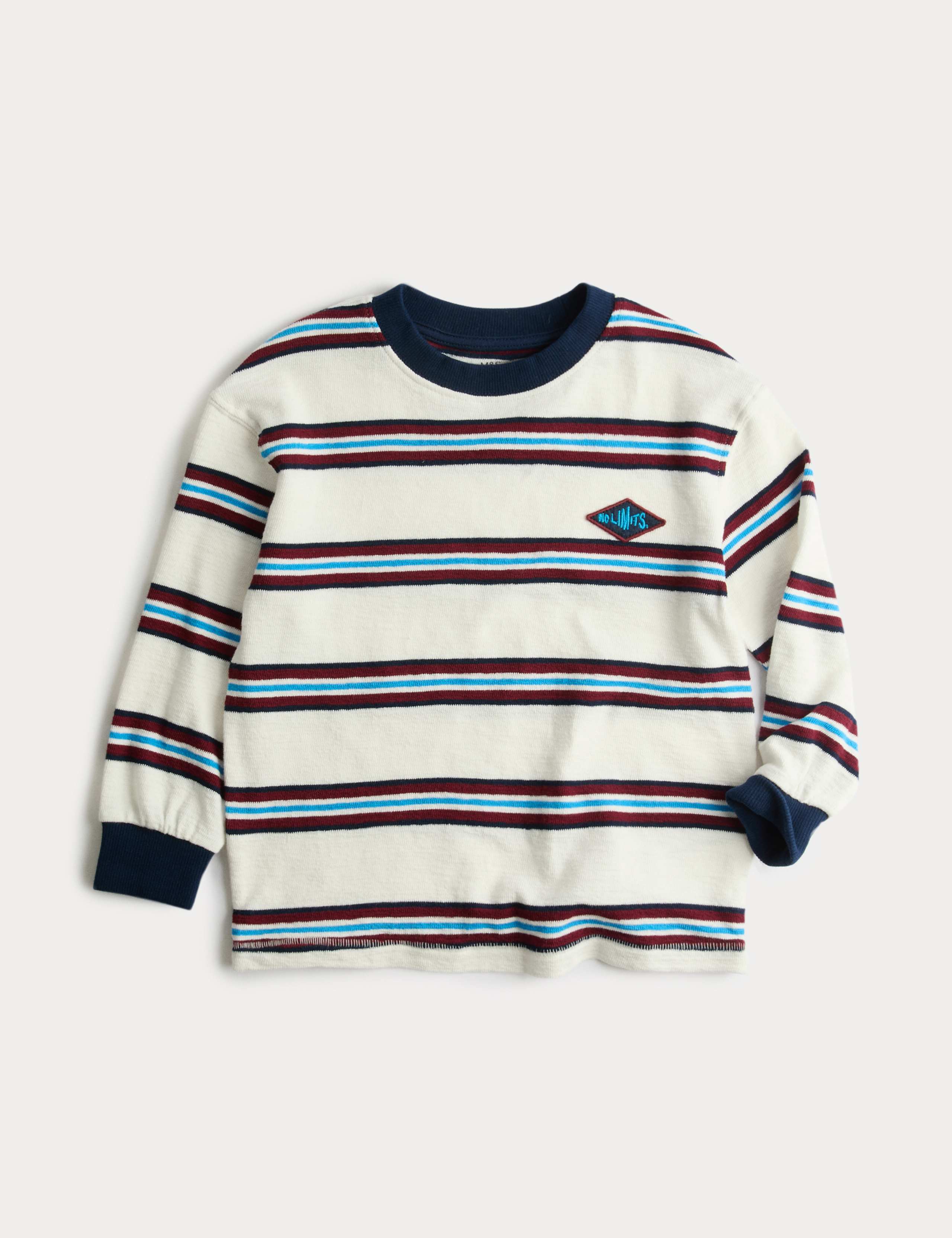 Pure Cotton Textured Striped Long Sleeve Top (2-8 Yrs) 1 of 2