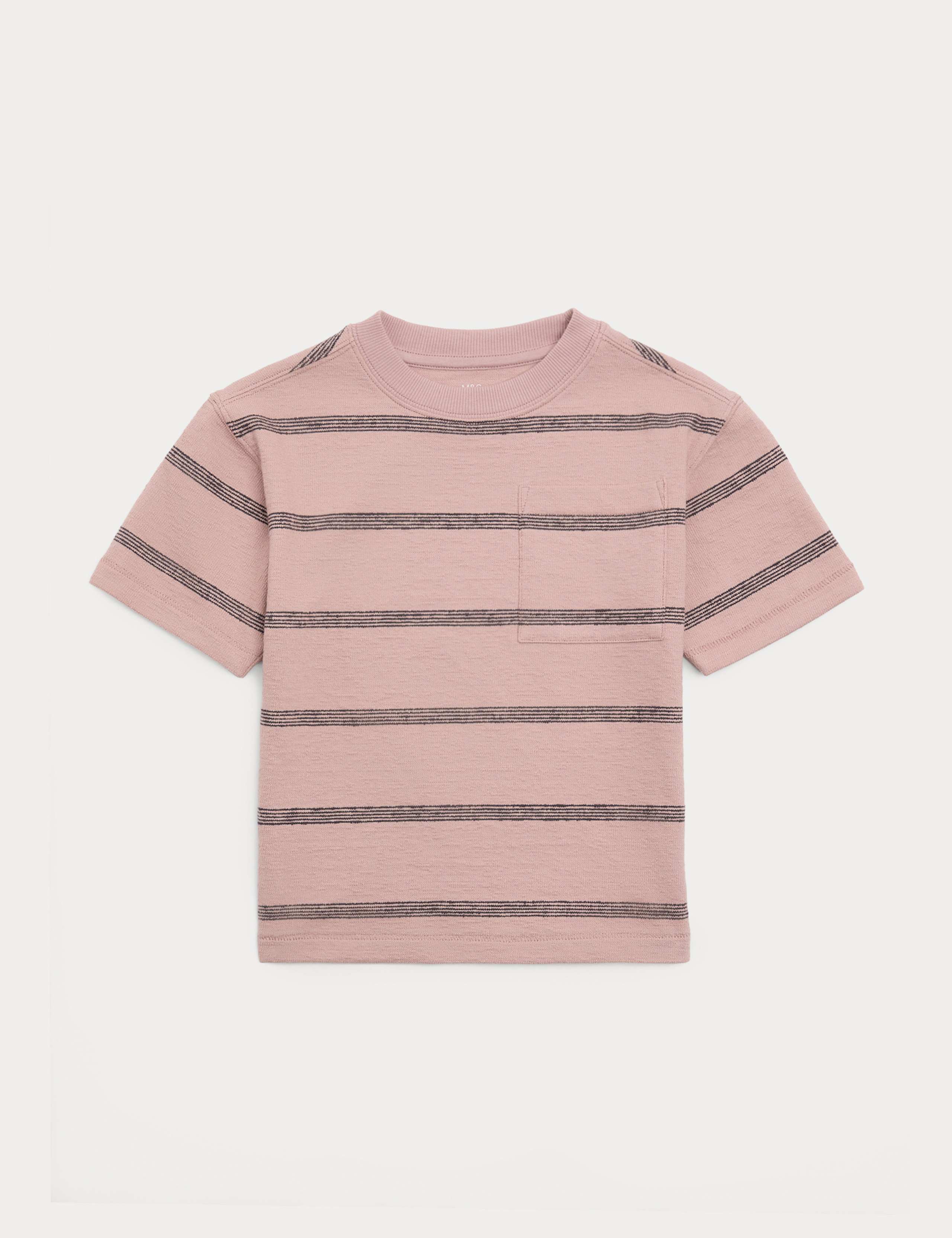 Pure Cotton Striped Textured T-Shirt (2-8 Yrs) 1 of 2