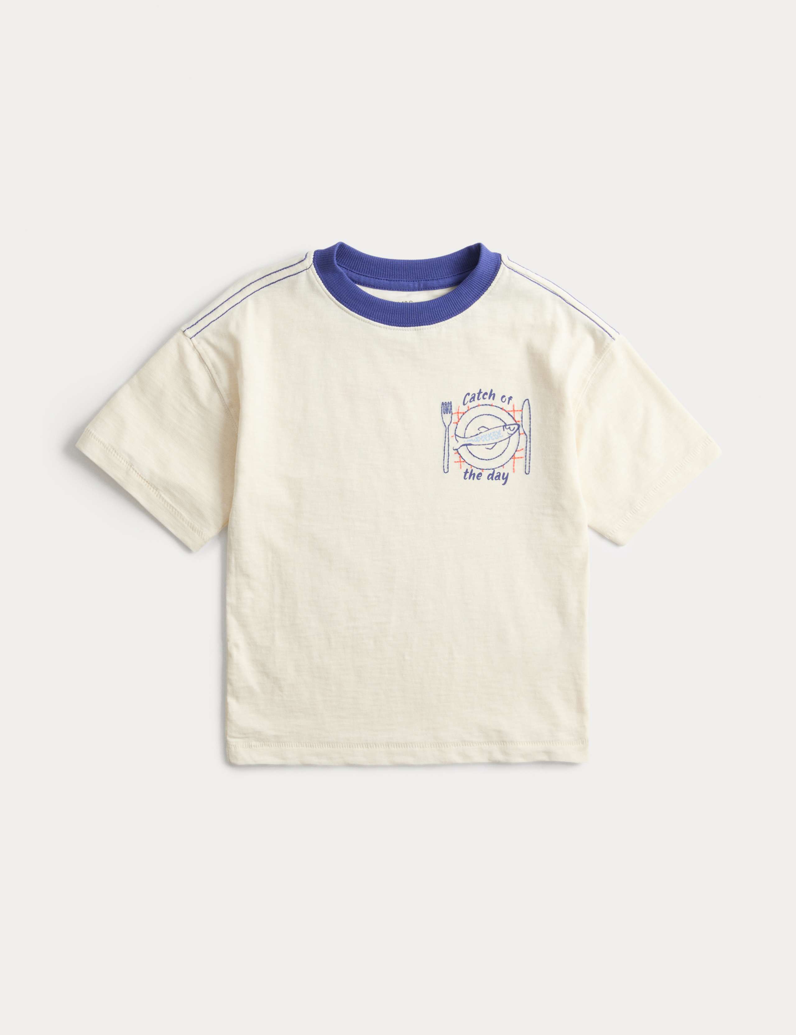 Pure Cotton Fish Graphic T-Shirt (2-8 Yrs) 1 of 2