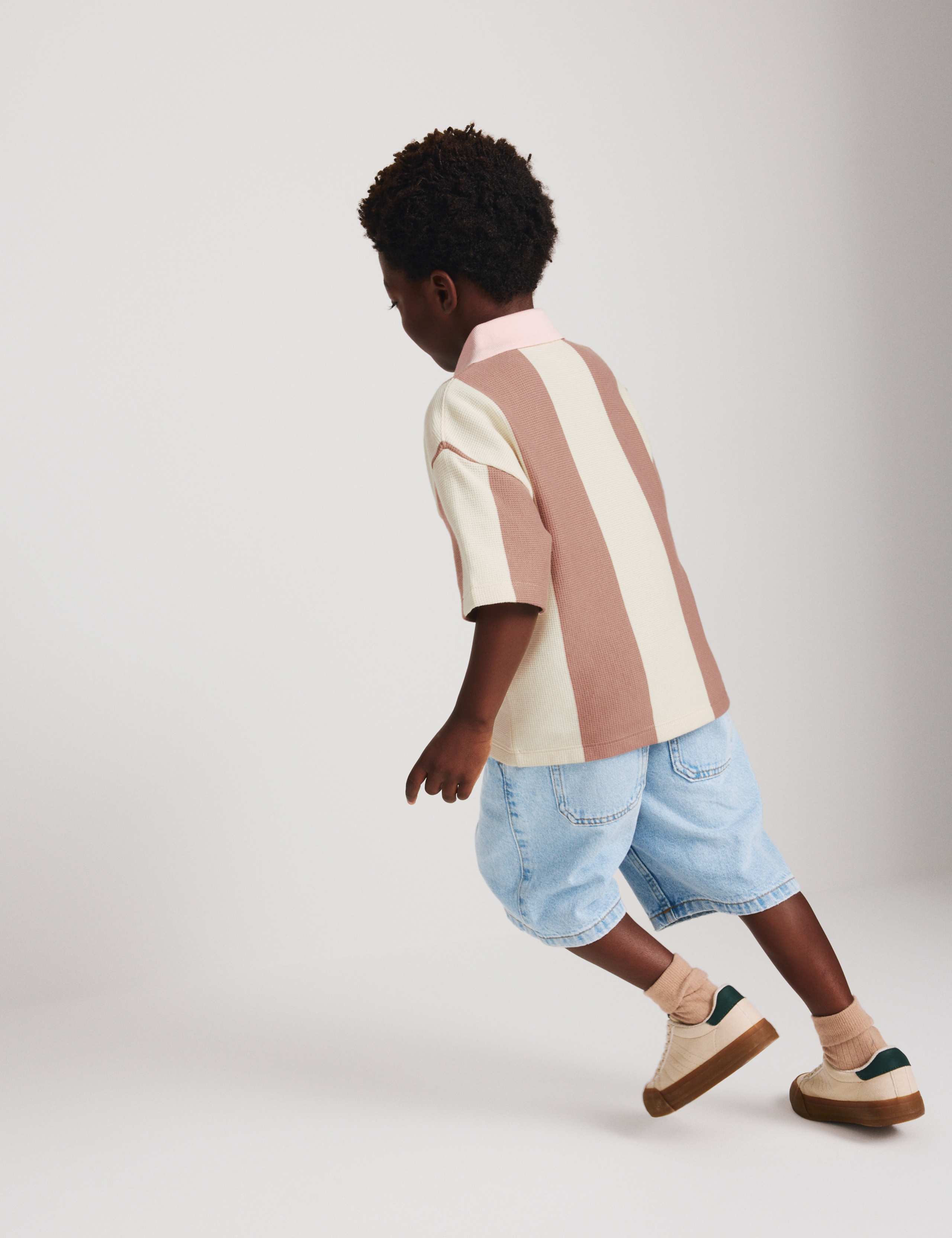 Pure Cotton Striped Waffle Rugby Top (2-8 Yrs) 5 of 8