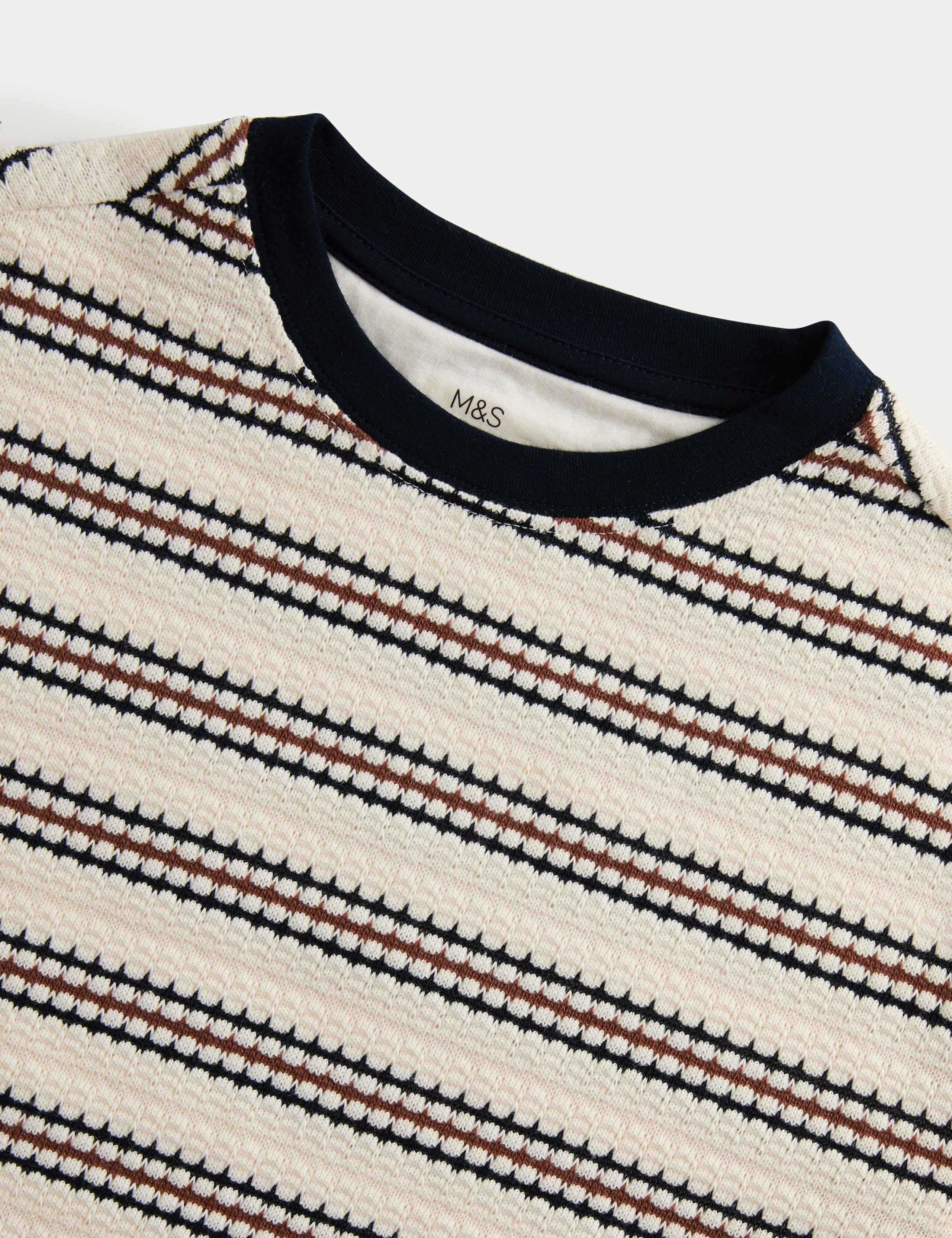 Cotton Rich Knitted Striped T-Shirt (2-8 Yrs) 2 of 2