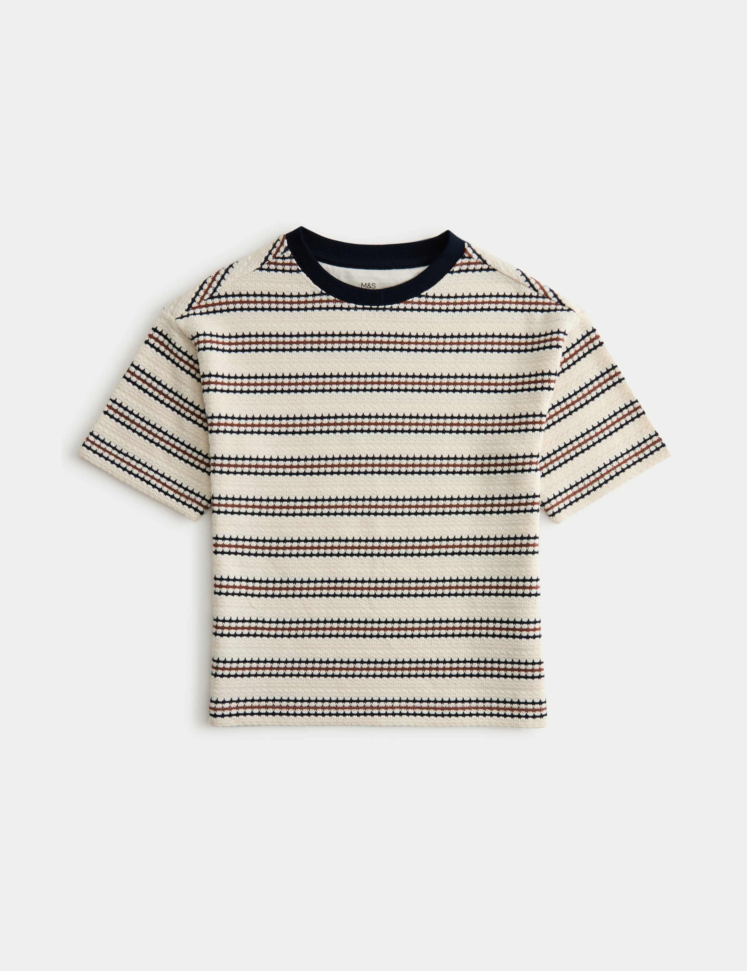 Cotton Rich Knitted Striped T-Shirt (2-8 Yrs) 1 of 2