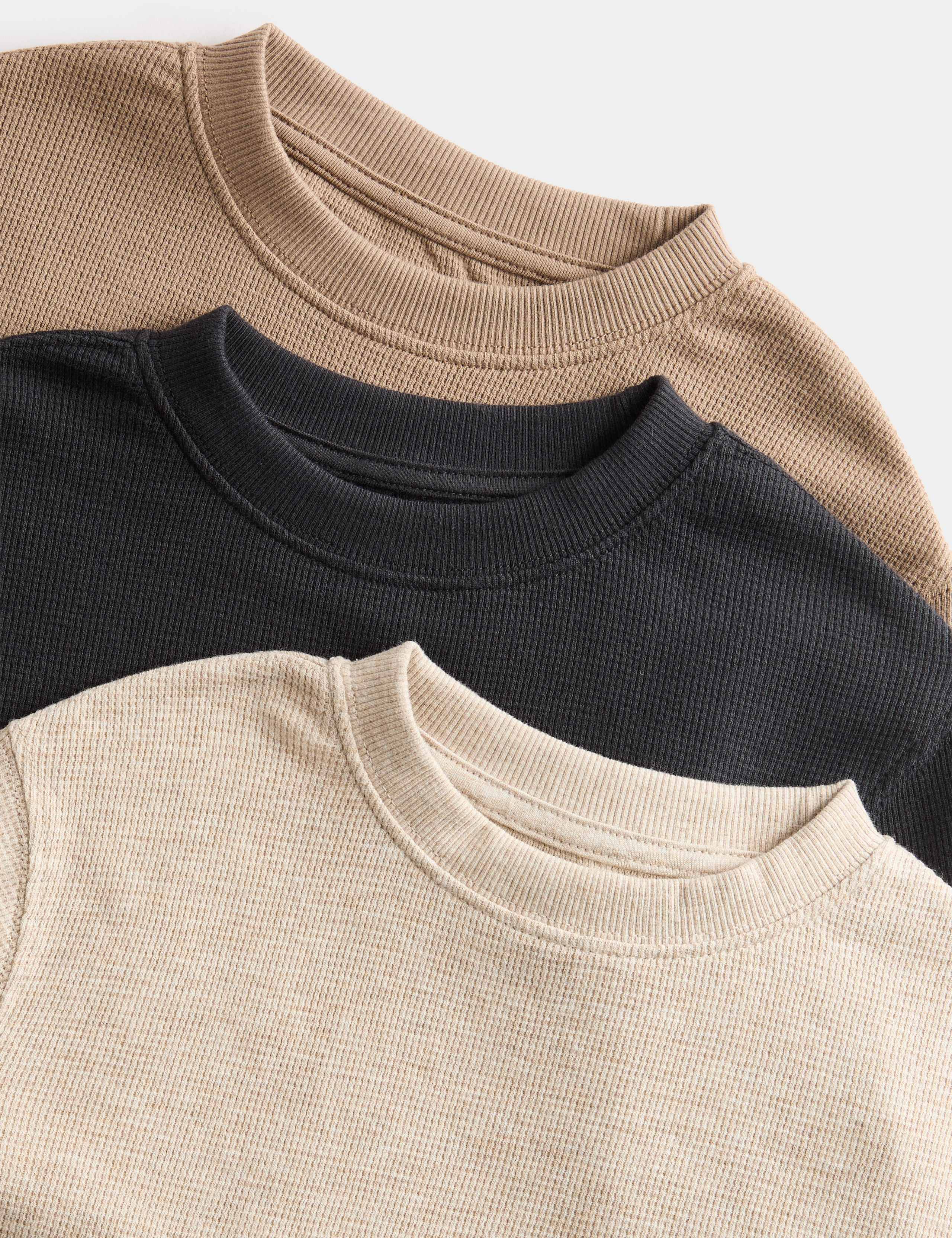 3 Pack Pure Cotton Waffle Tops (2-8 Yrs) 2 of 2