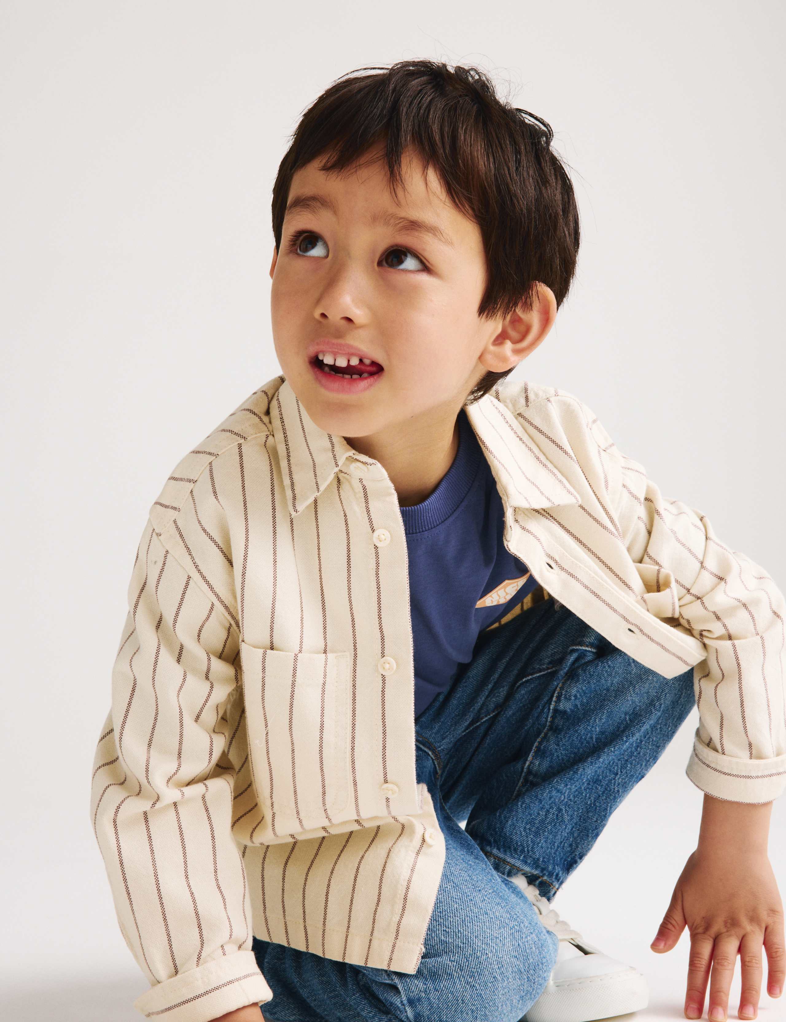 Pure Cotton Striped Overshirt (2-8 Yrs) 3 of 8