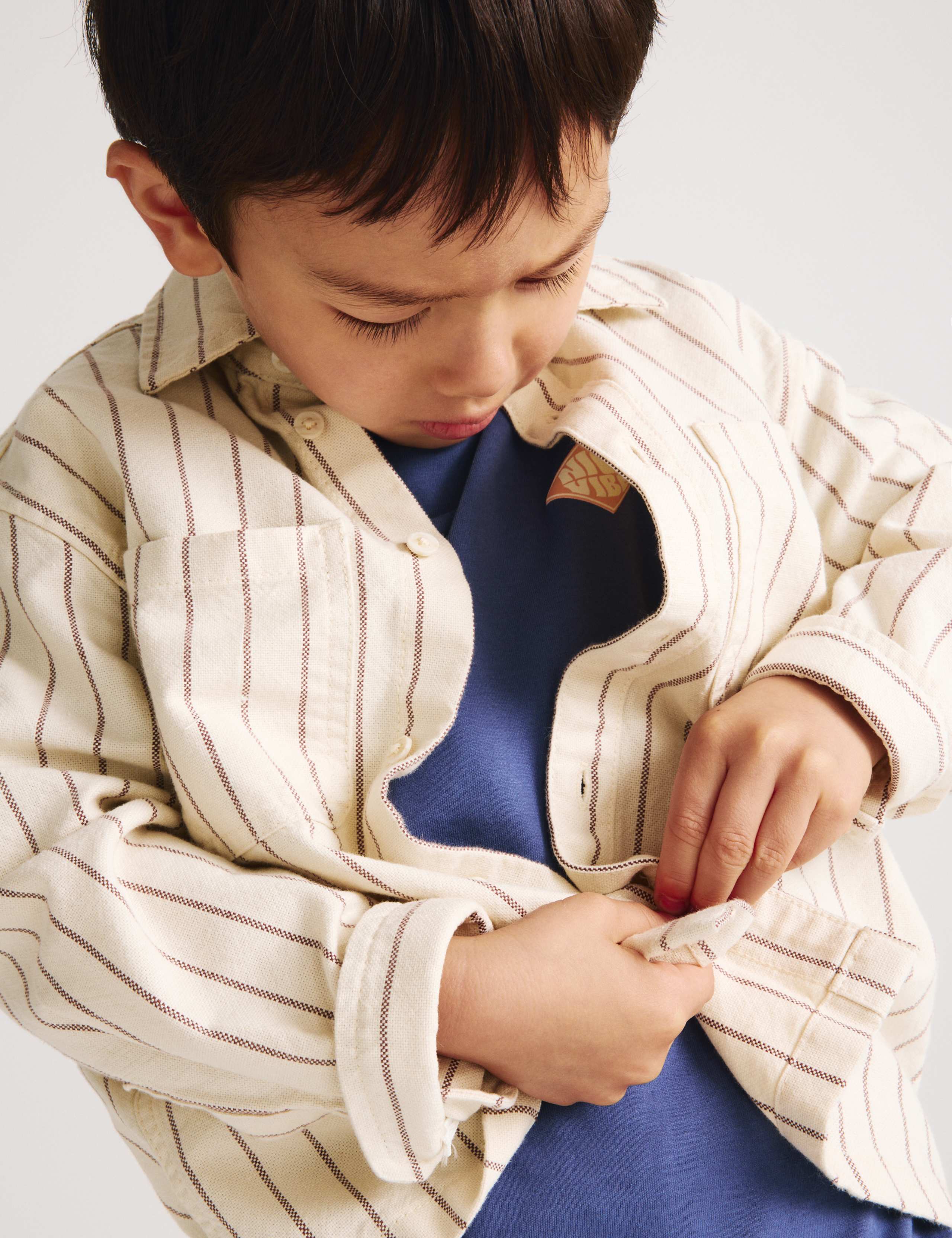 Pure Cotton Striped Overshirt (2-8 Yrs) 5 of 8