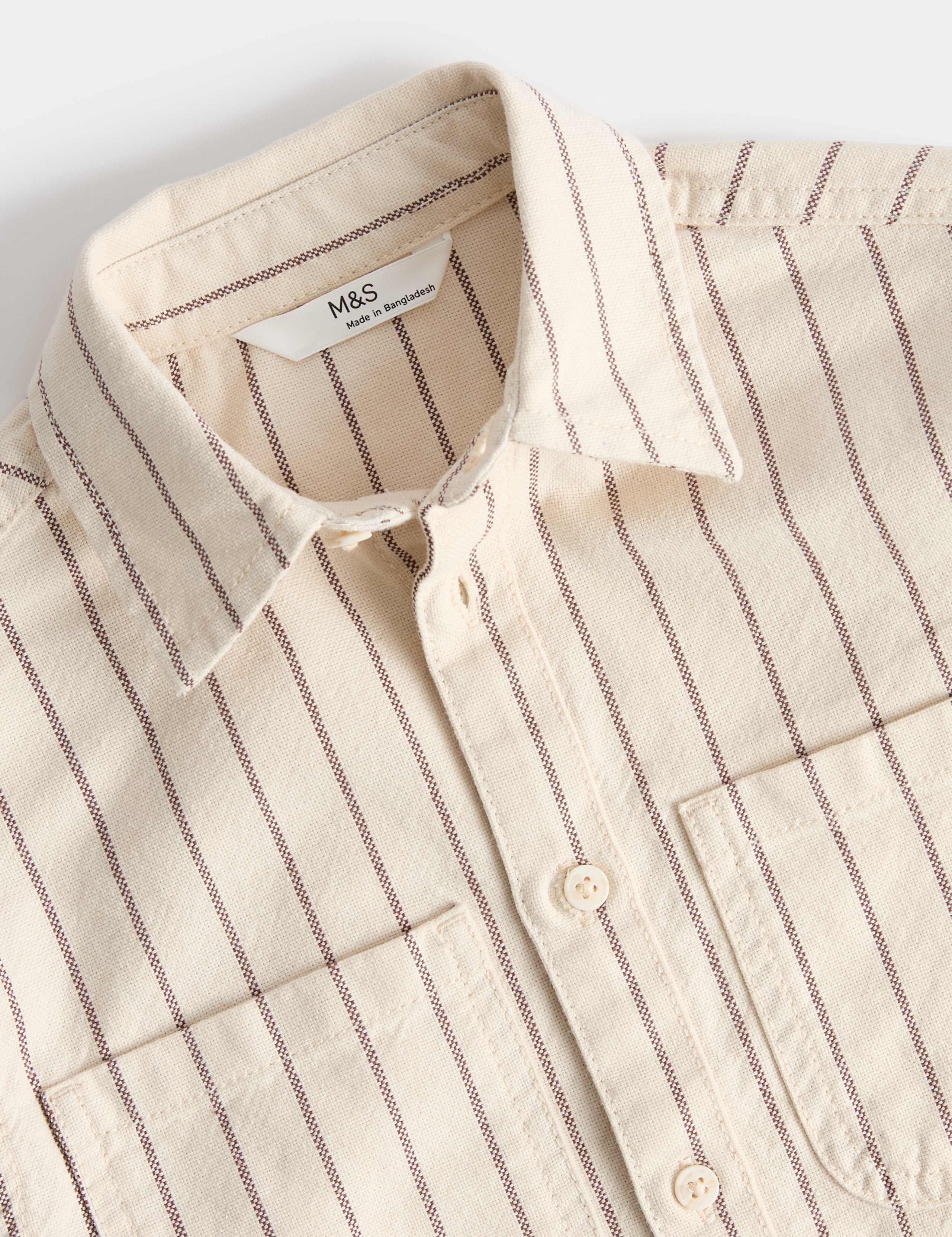 Pure Cotton Striped Overshirt (2-8 Yrs) 3 of 3