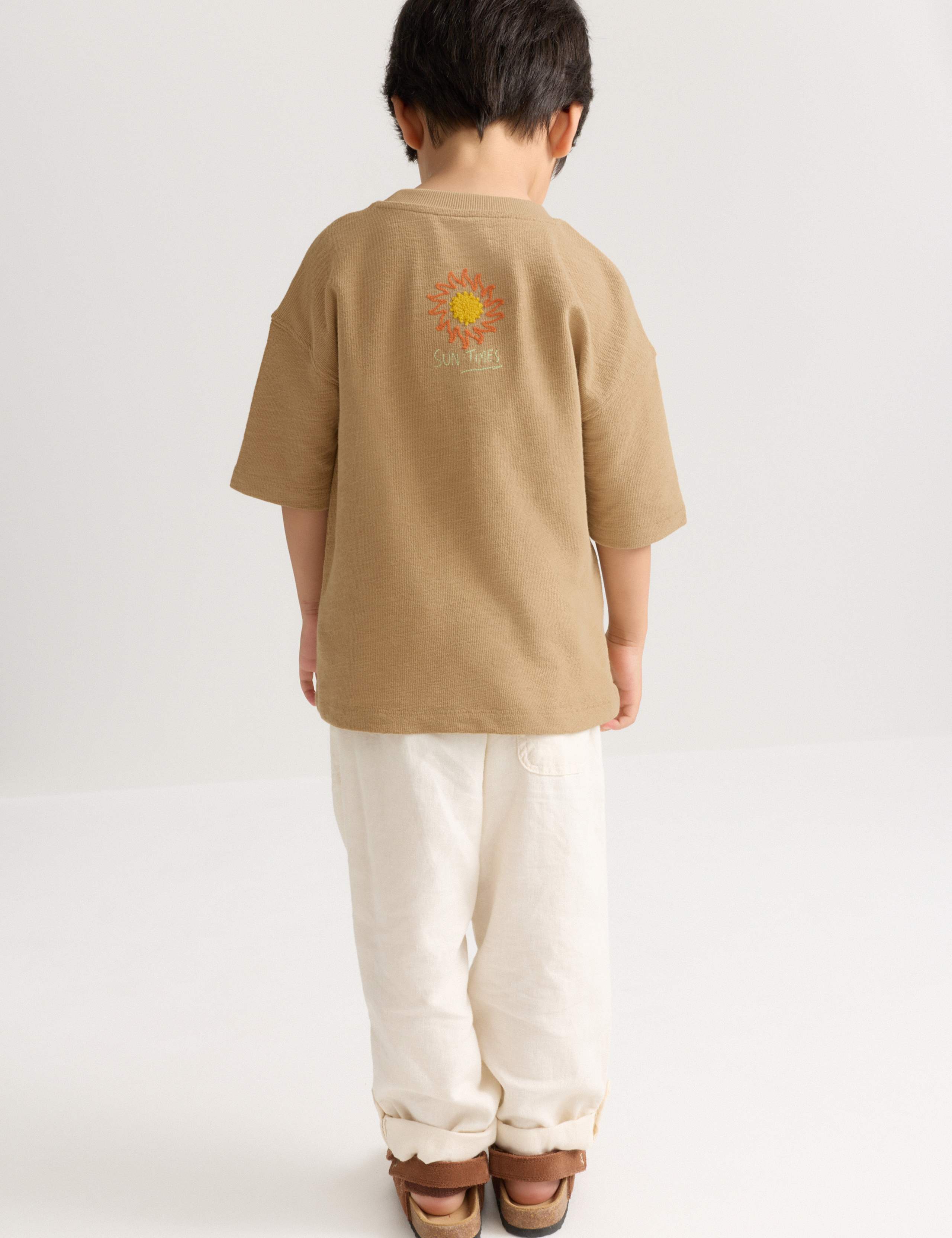 Pure Cotton Textured Embroidered T-Shirt (2-8 Yrs) 5 of 6